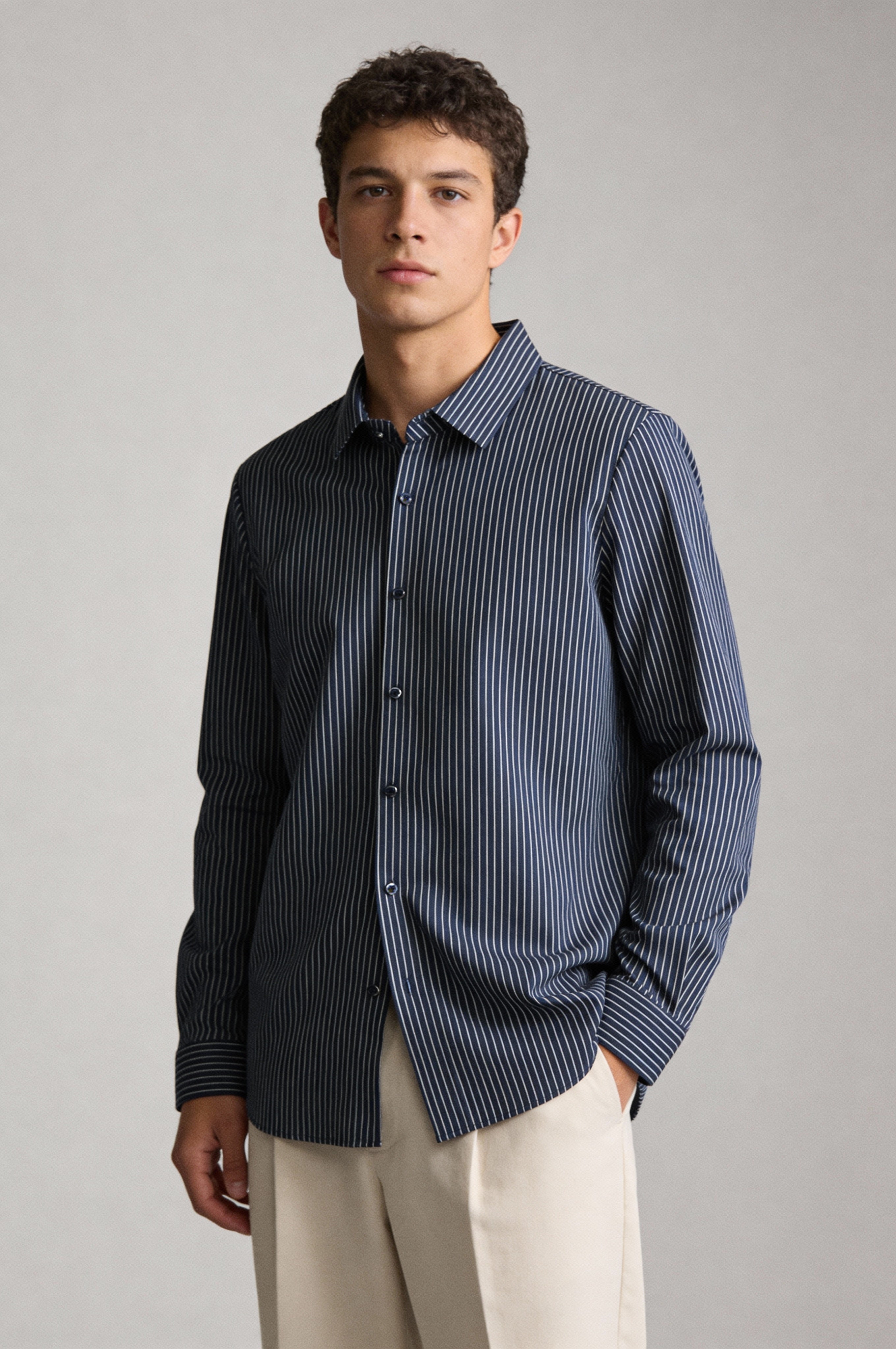 STRAVEN STRIPED SHIRT – NAVY