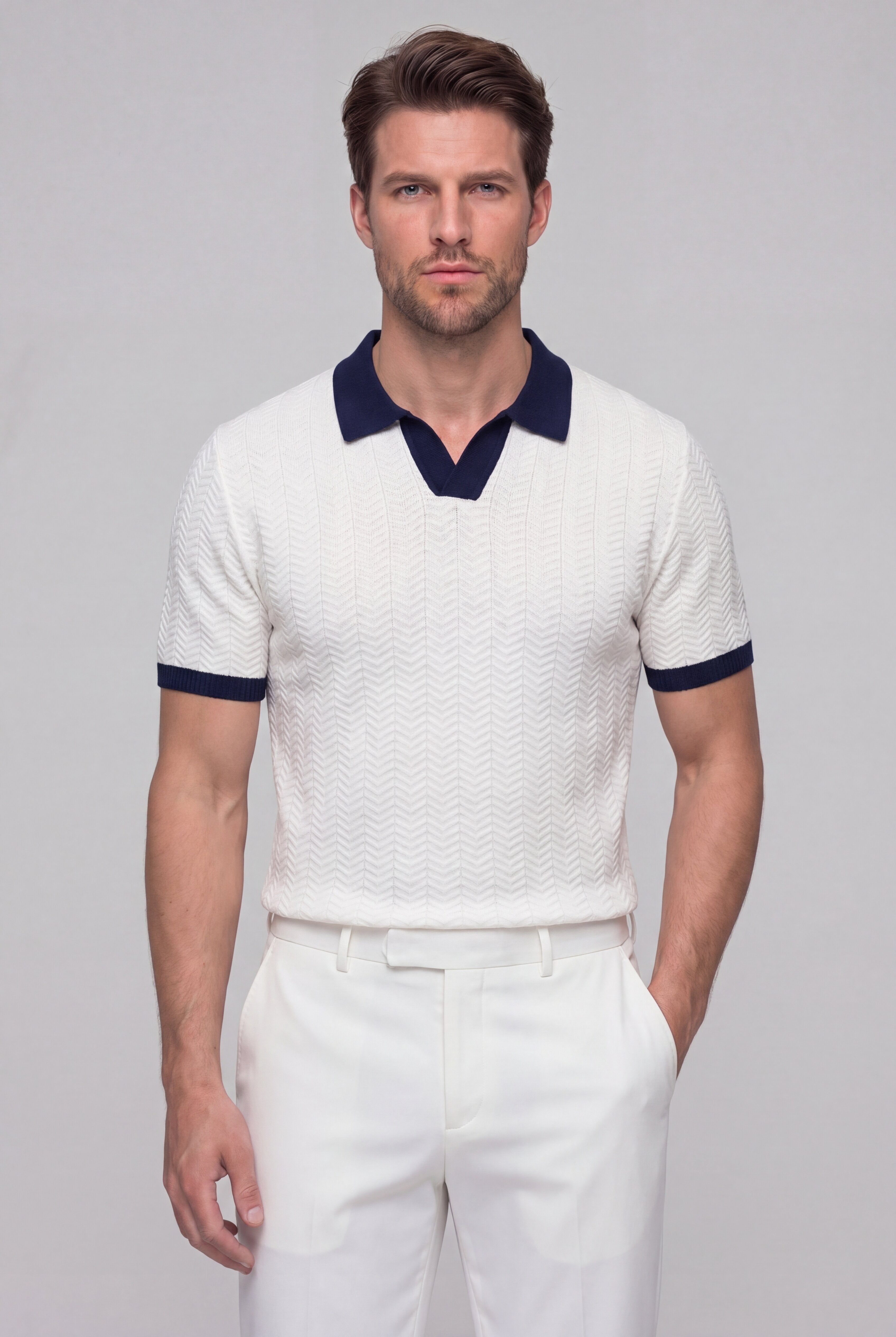 STRIDE TEXTURED POLO - WHITE