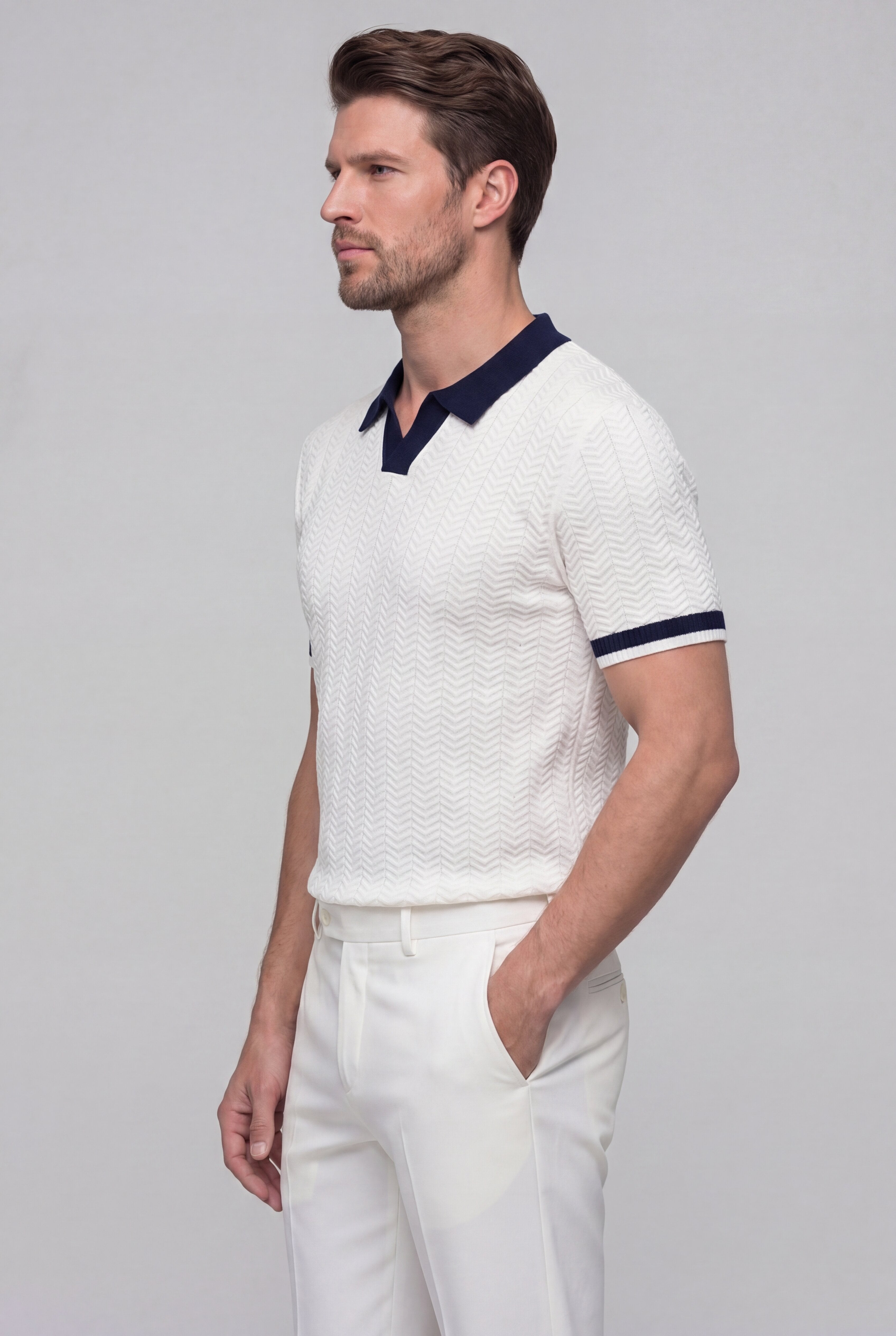 STRIDE TEXTURED POLO - WHITE
