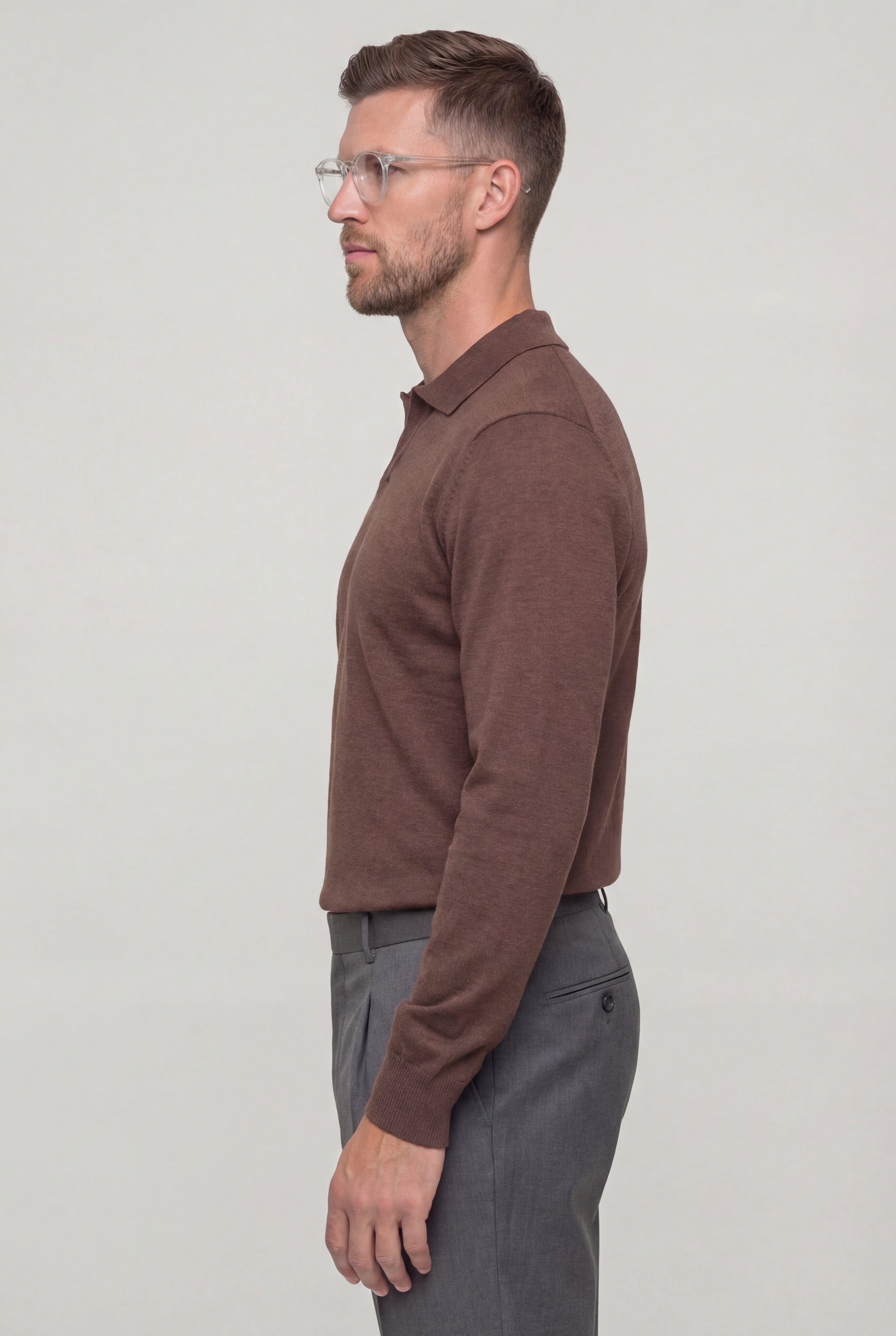 TALREN LONG SLEEVE POLO SHIRT – LIGHT COFFEE