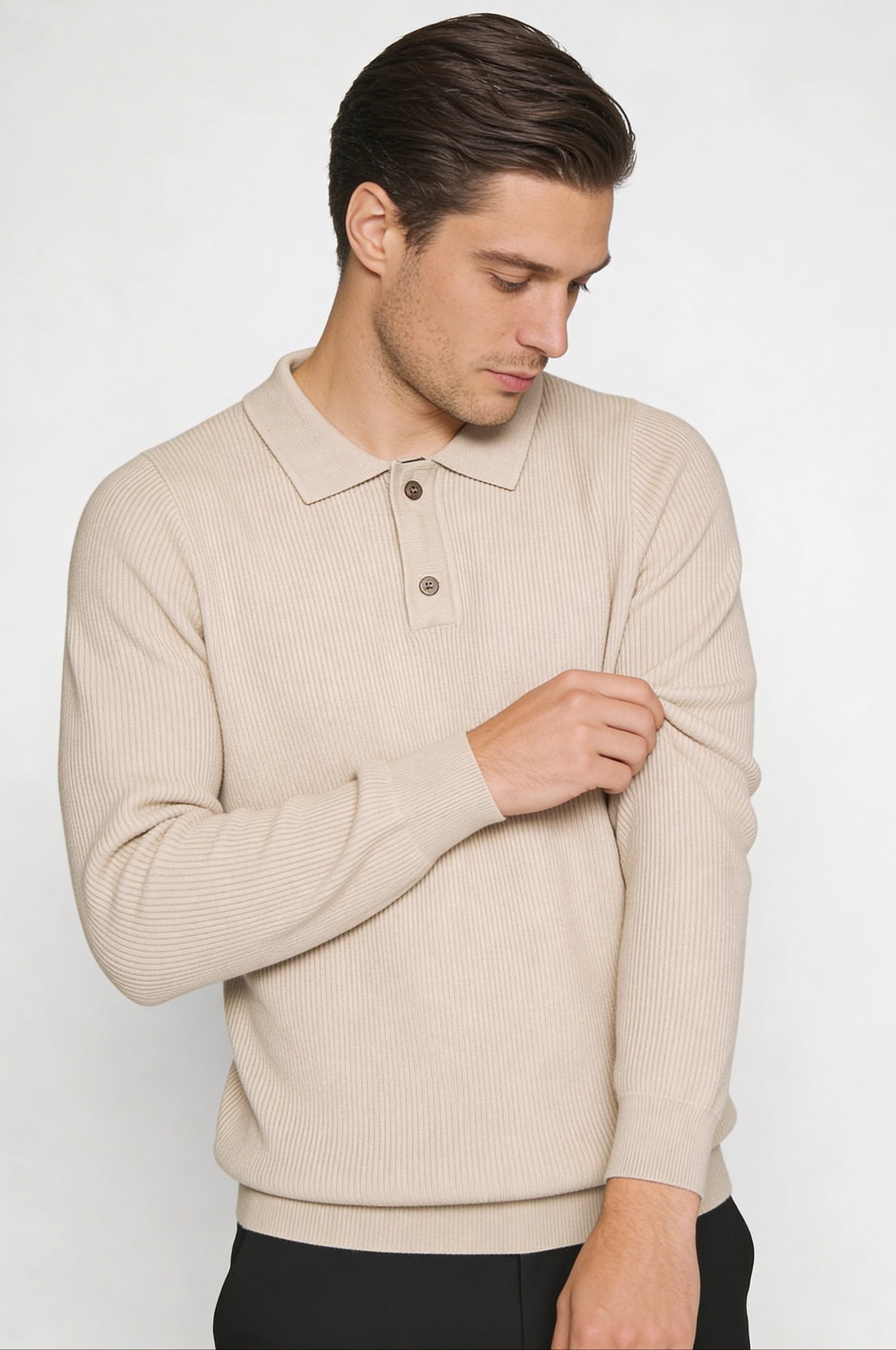 TORVAN KNIT POLO – BEIGE