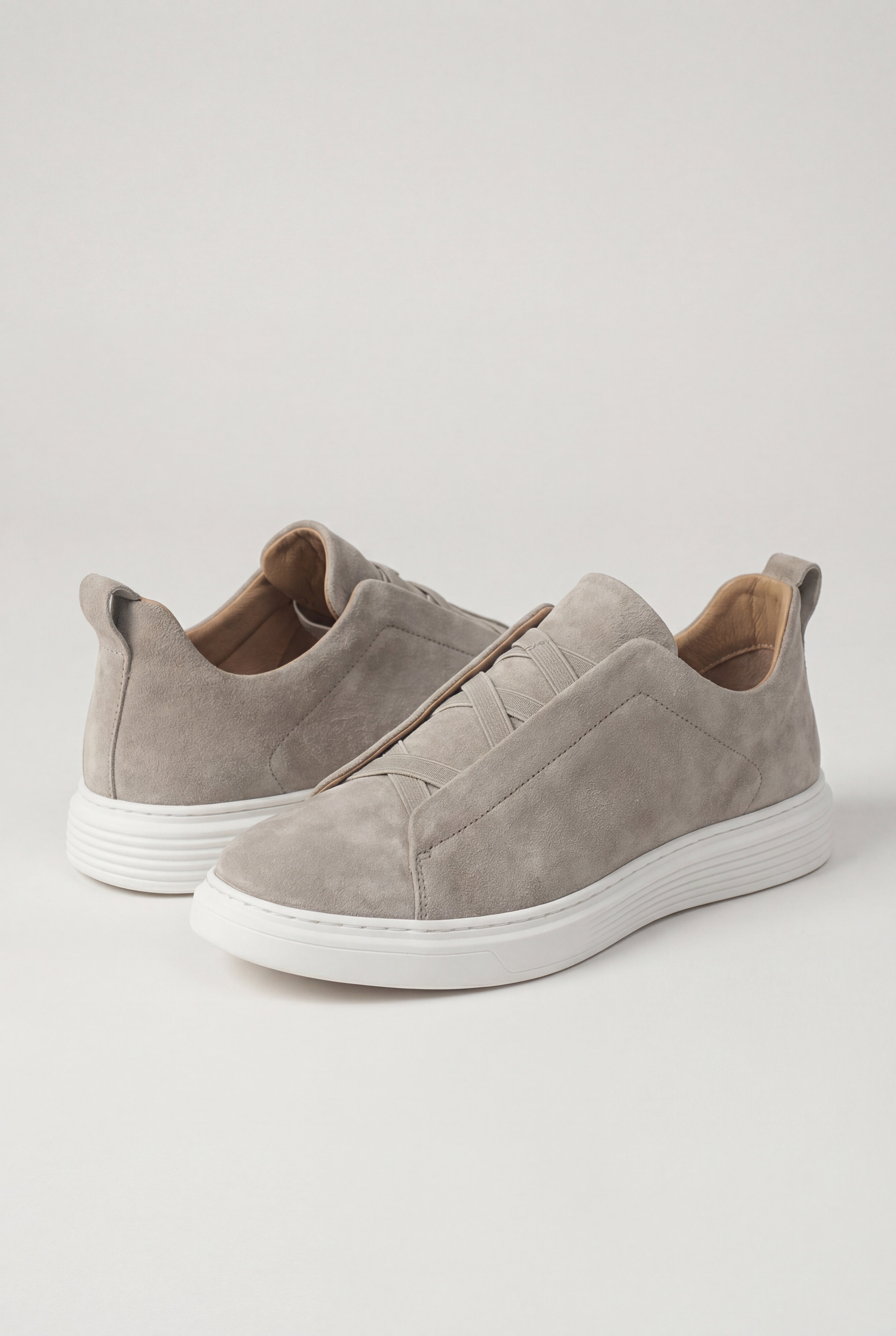 TREVIANO SUEDE SLIP-ON SNEAKERS – BEIGE