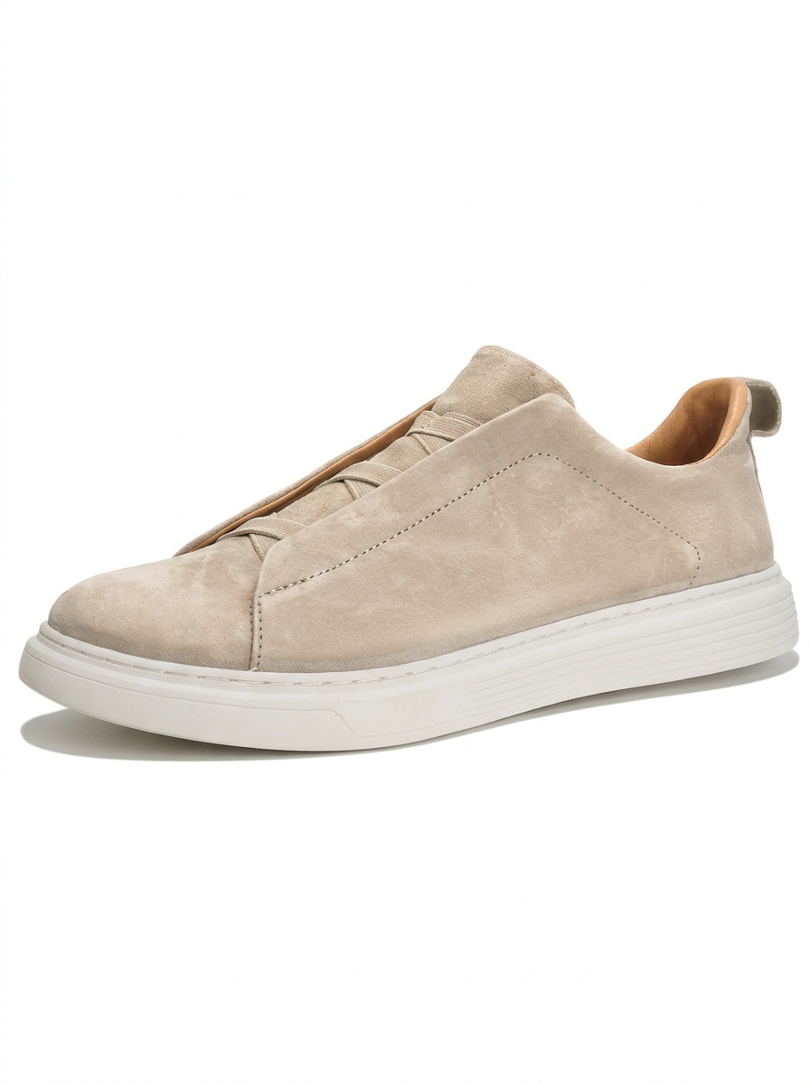 TREVIANO SUEDE SLIP-ON SNEAKERS – BEIGE