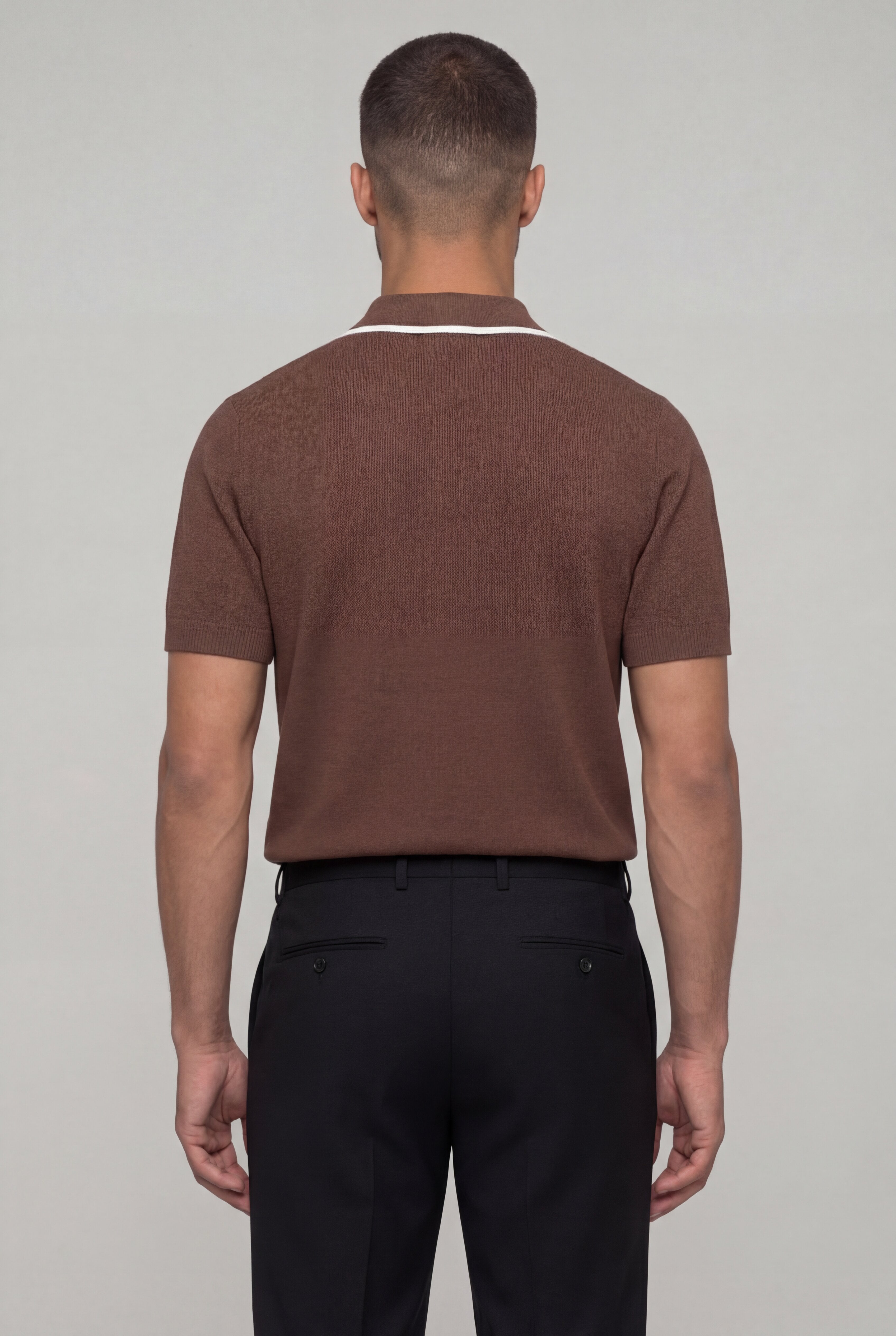 TREVIO TEXTURED POLO SHIRT – COFFEE