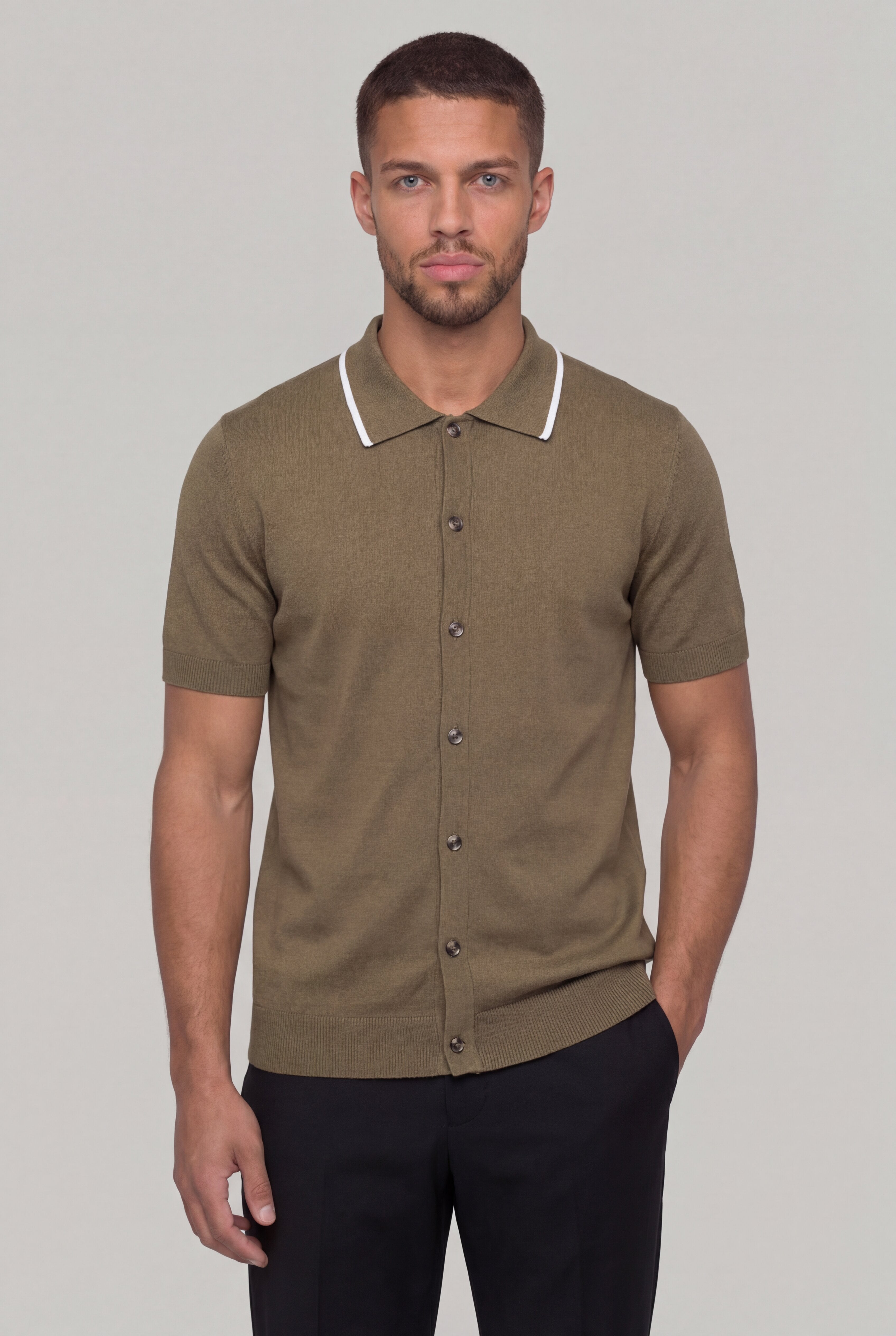 TREVIO TEXTURED POLO SHIRT – DARK GREEN