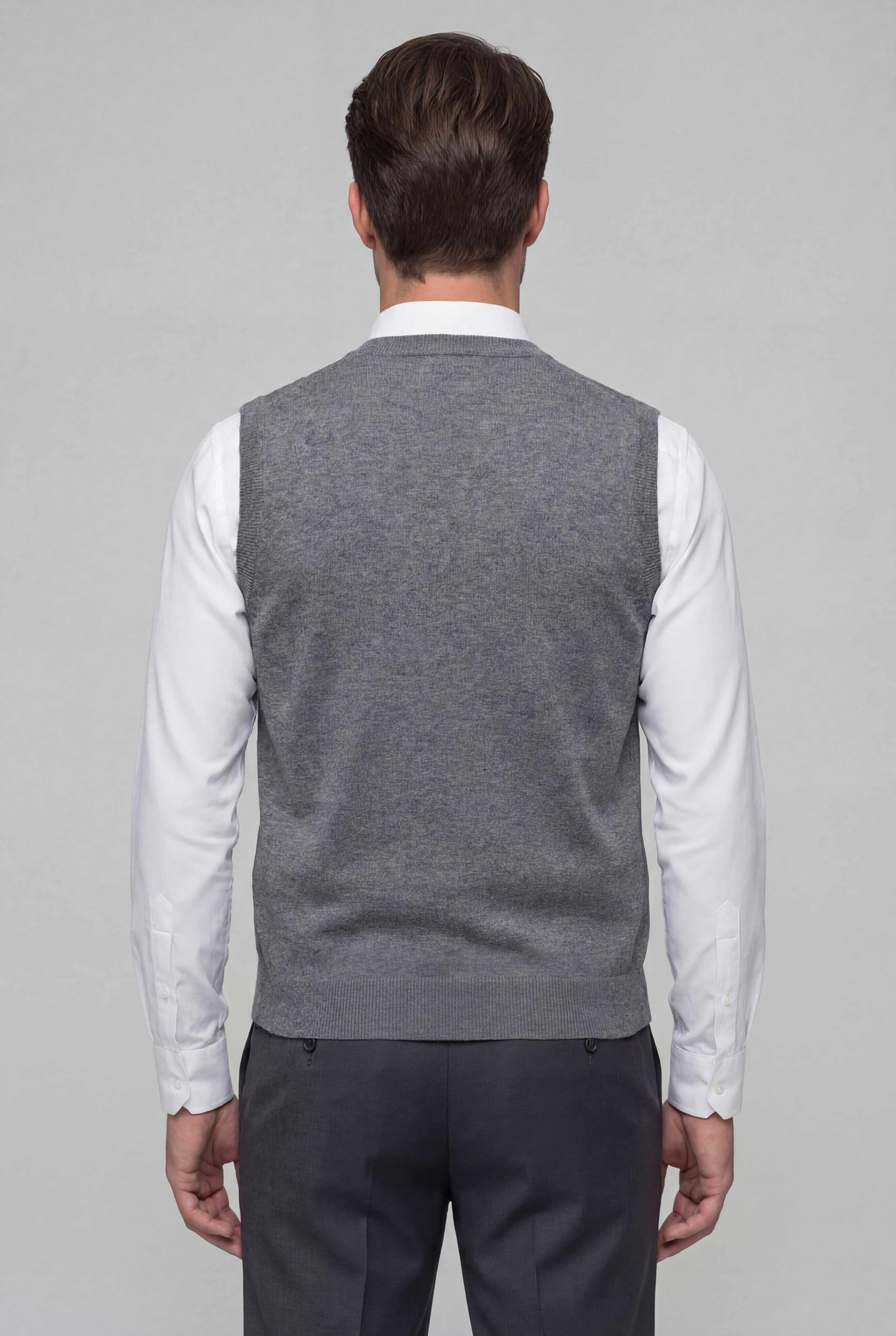 VABAN KNIT BUTTON VEST – GRAY