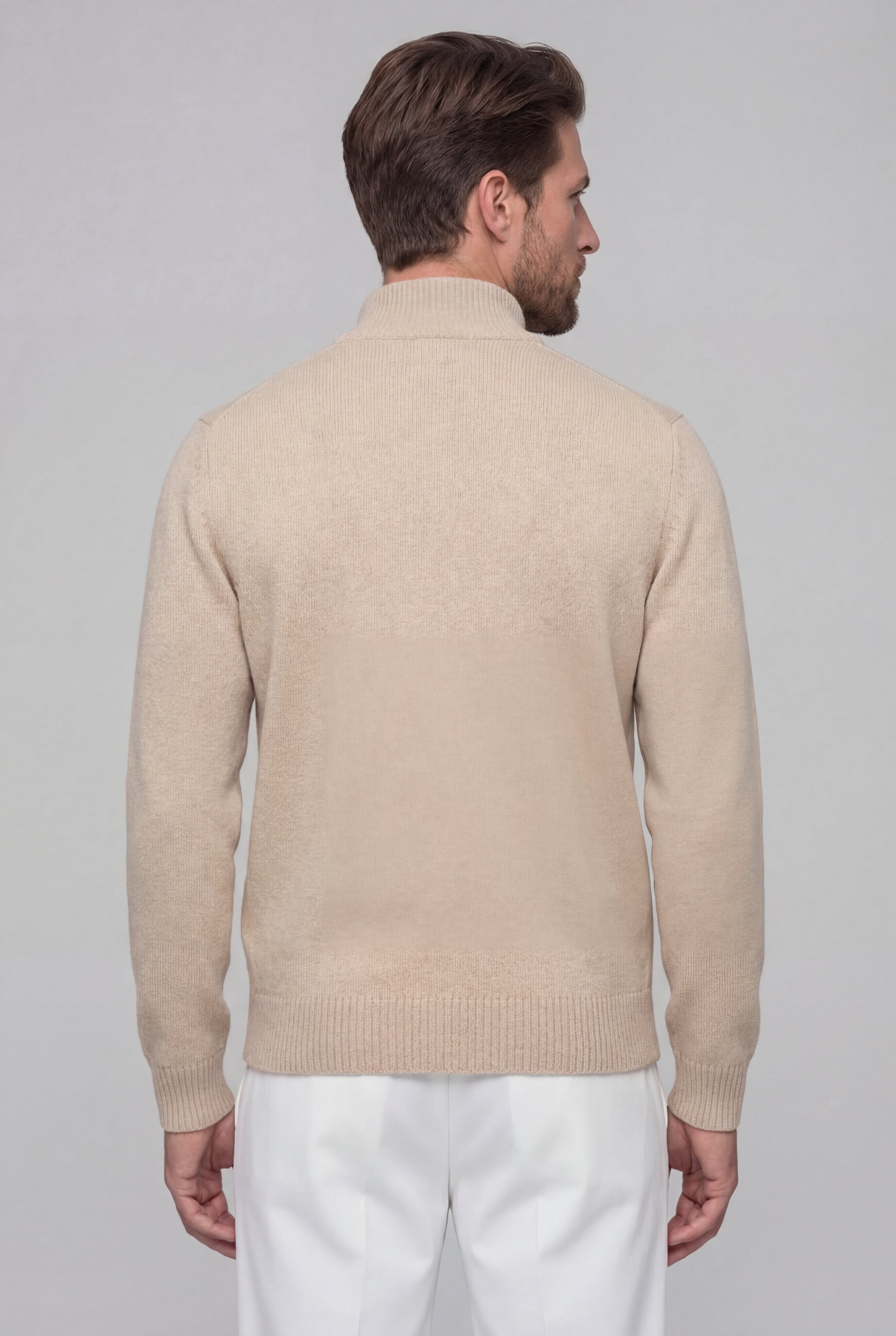 VALERNO ZIP CARDIGAN – BEIGE