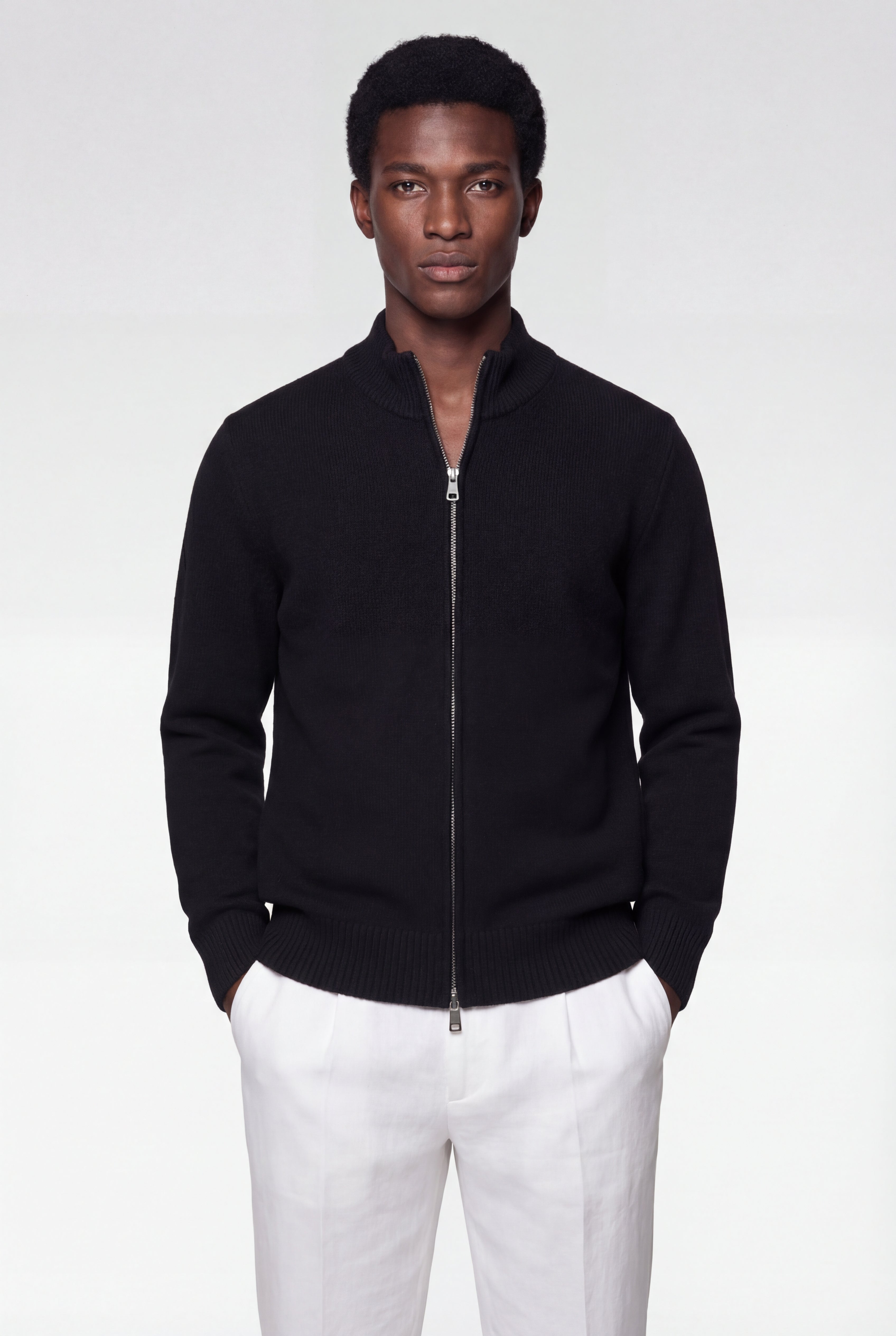 VALERNO ZIP CARDIGAN – BLACK