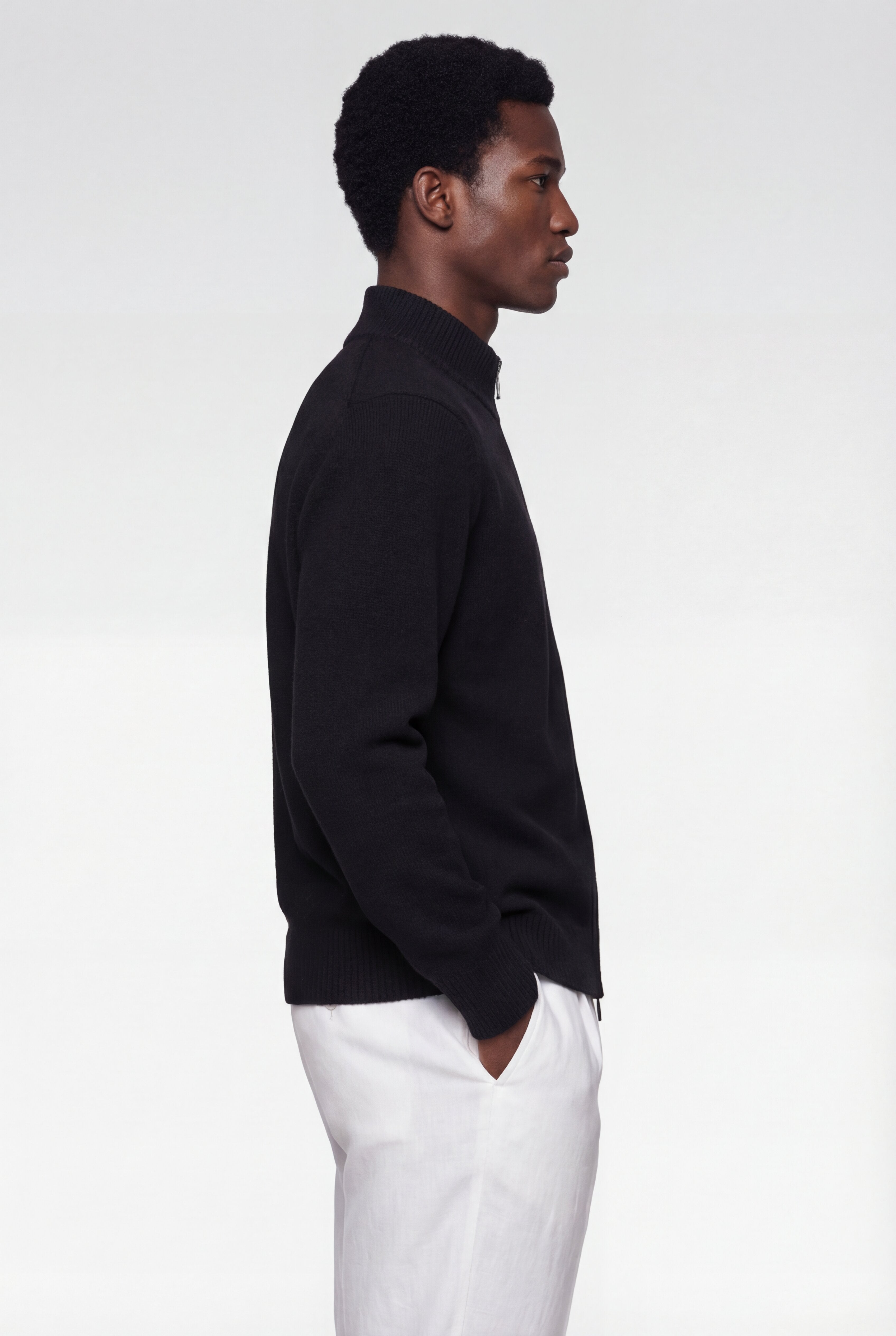 VALERNO ZIP CARDIGAN – BLACK