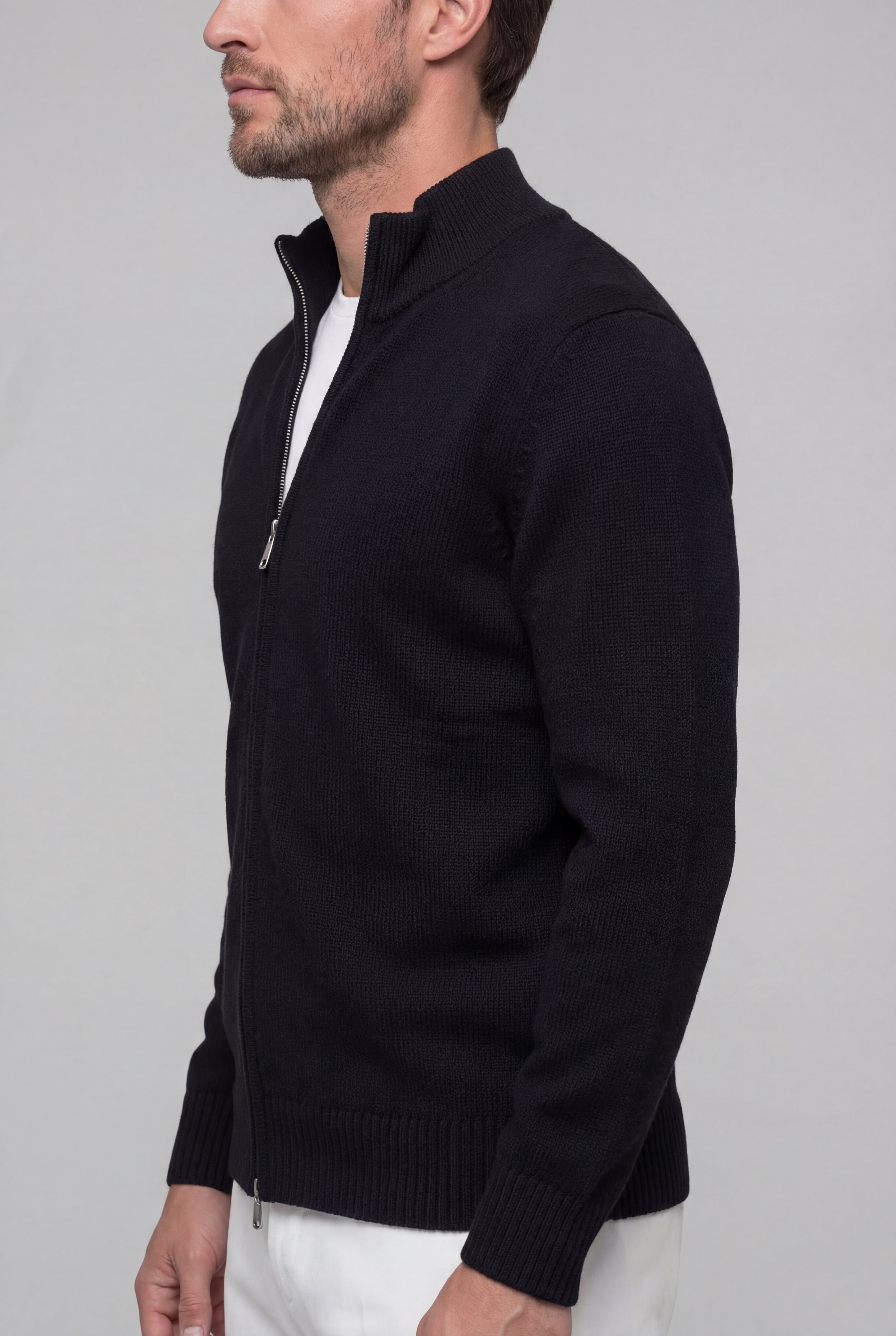 VALERNO ZIP CARDIGAN – BLACK