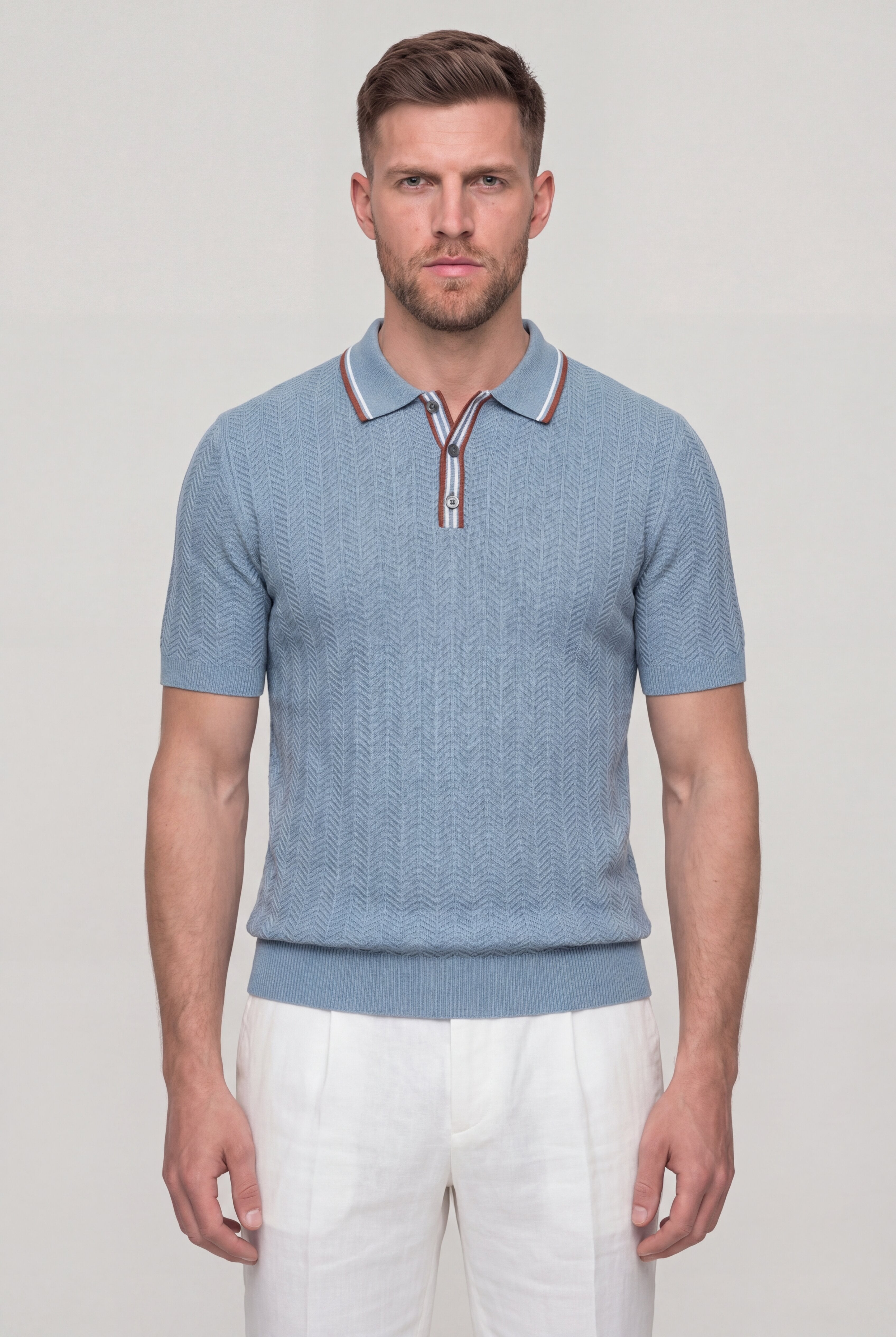 VALTHERIC KNIT POLO SHIRT – BLUE