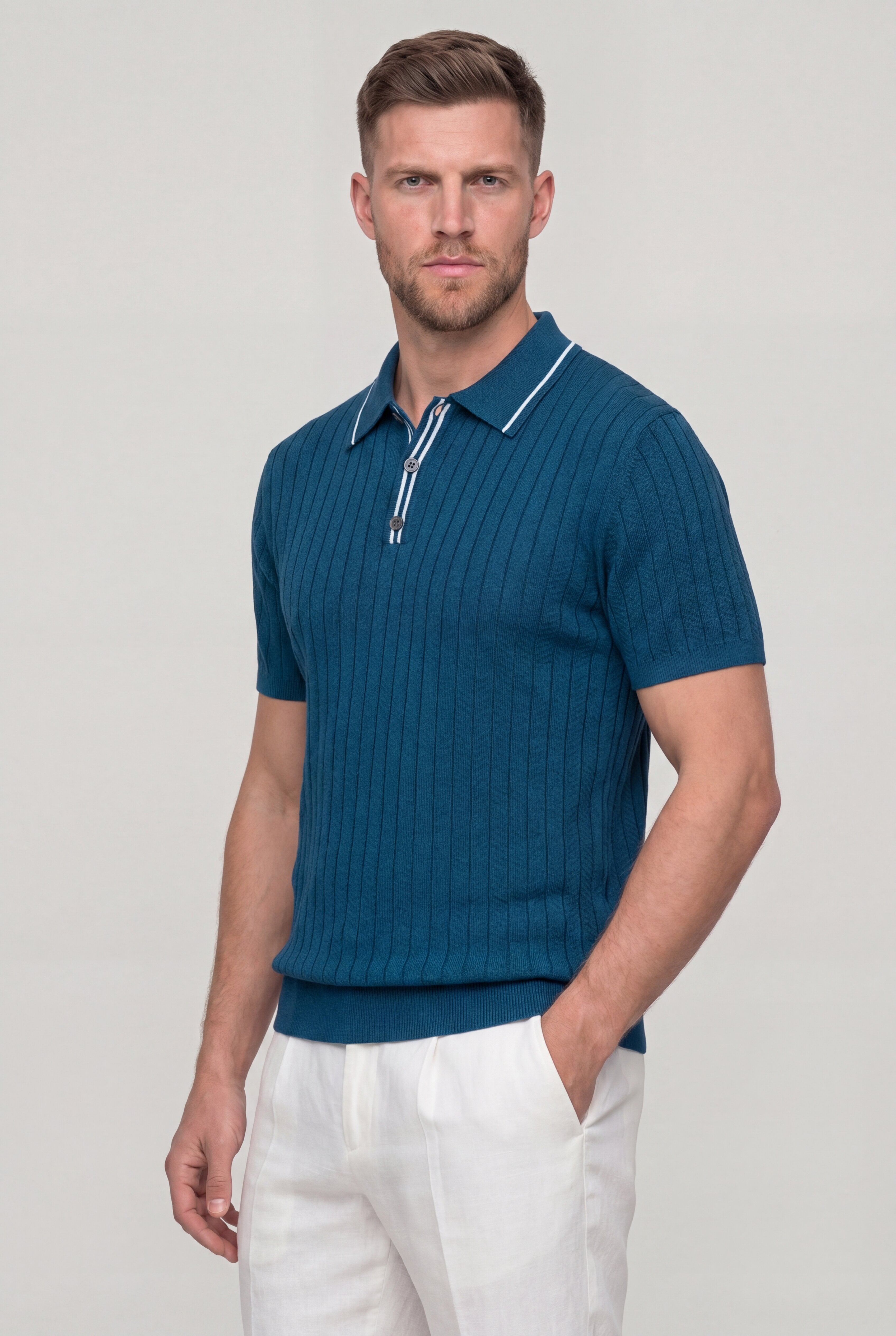 VALTHERIC KNIT POLO SHIRT – NAVY