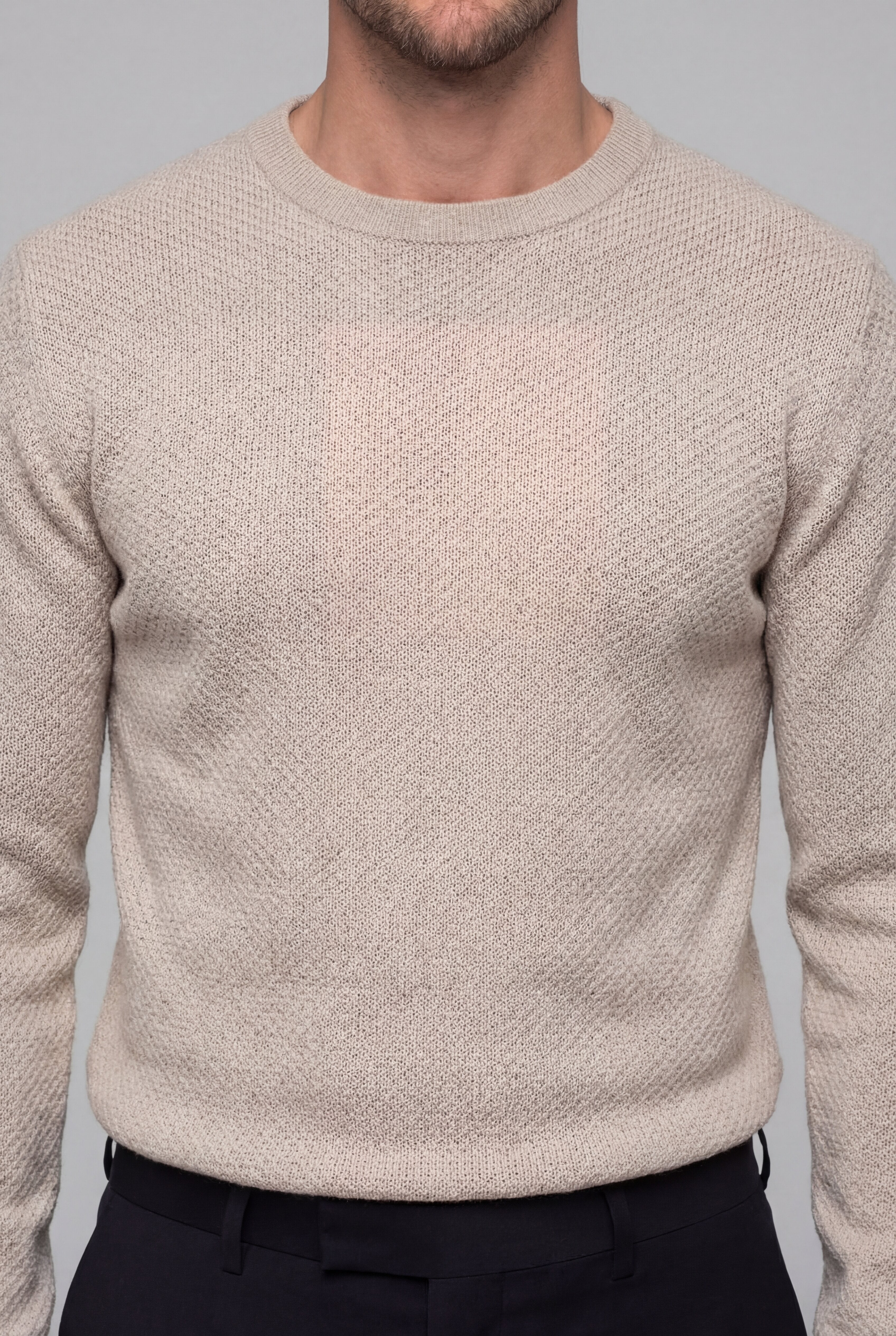 VALTRION TEXTURED KNIT SWEATER – BEIGE