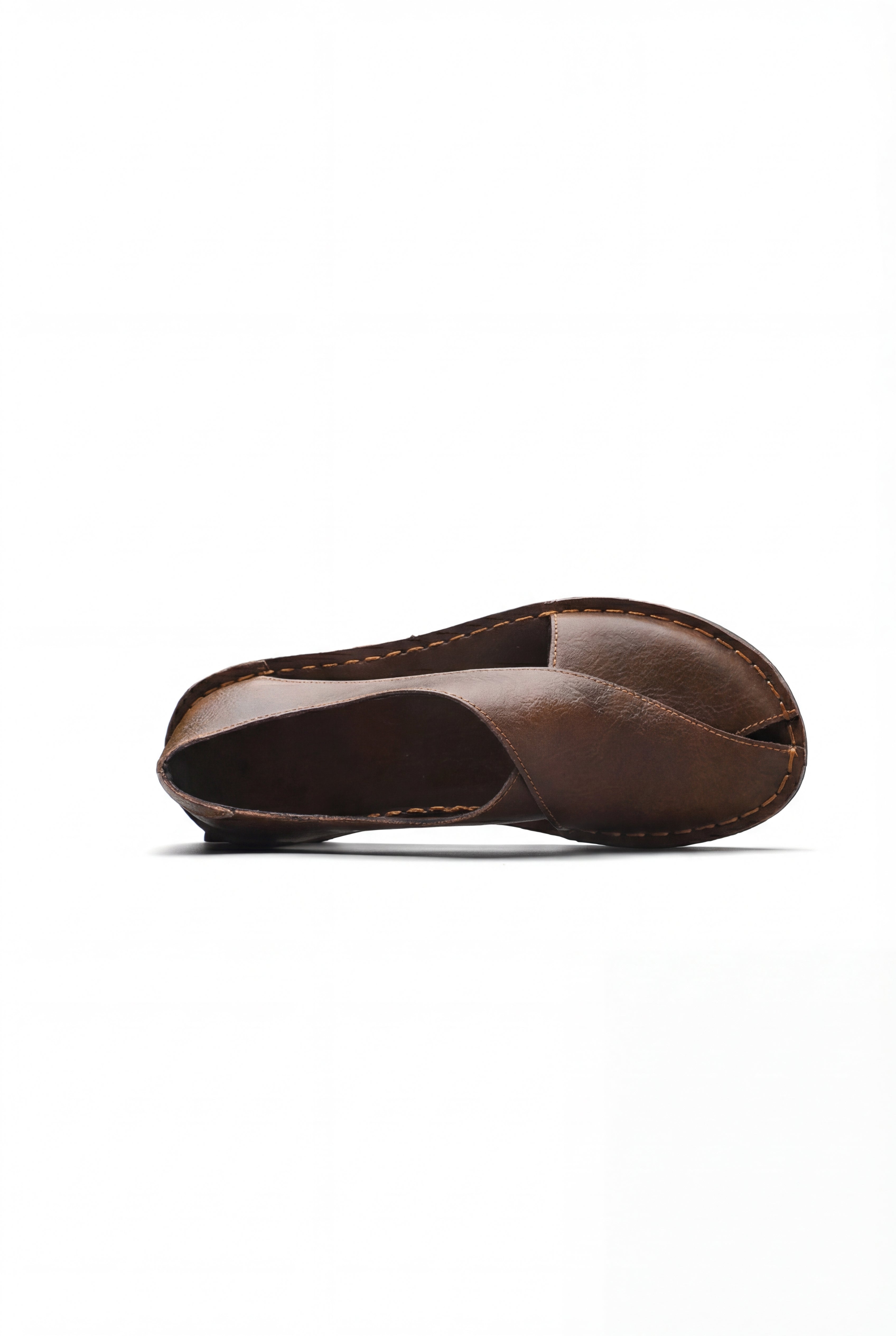 VANDORO OPEN-SIDE LEATHER SANDALS - BROWN