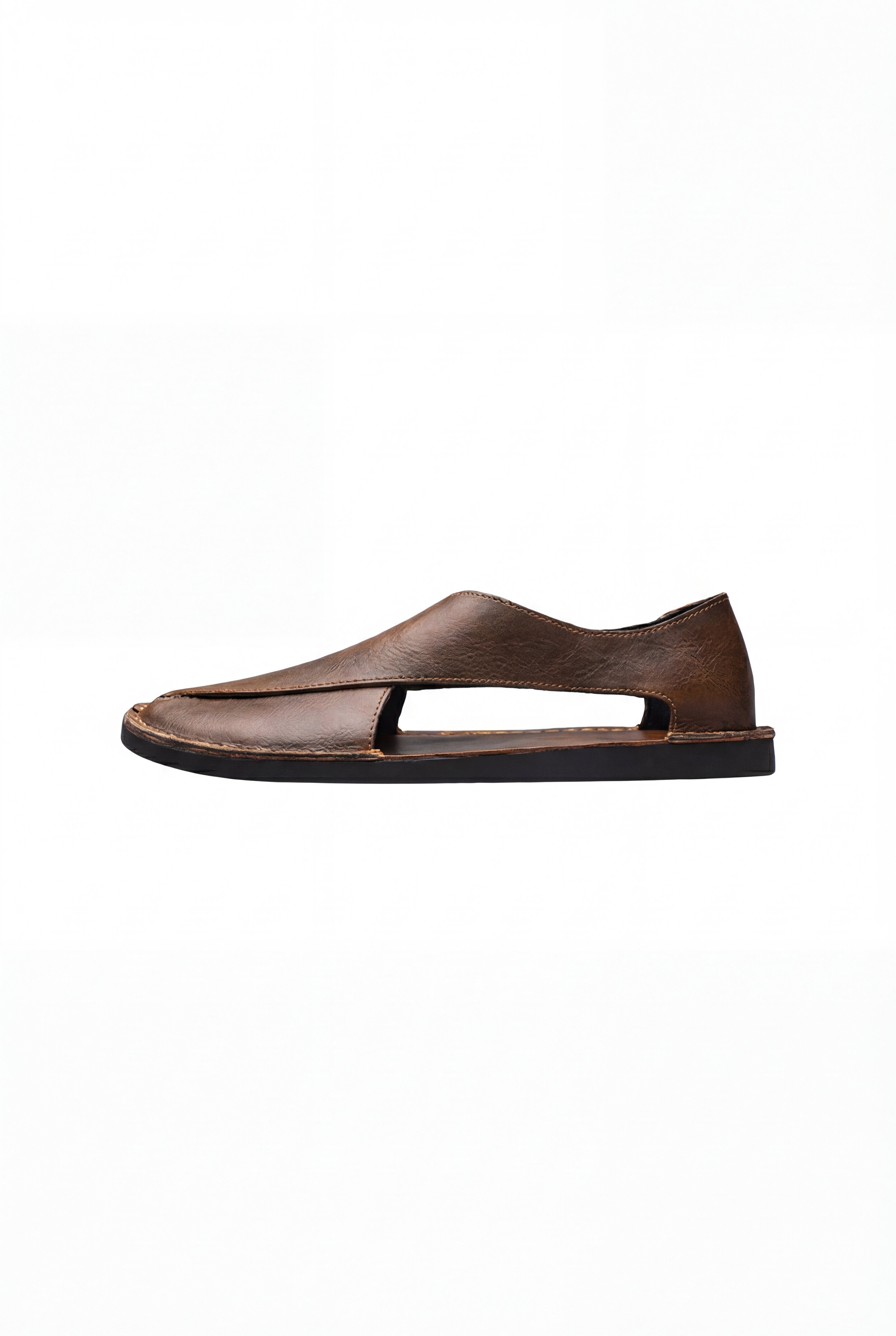 VANDORO OPEN-SIDE LEATHER SANDALS - BROWN