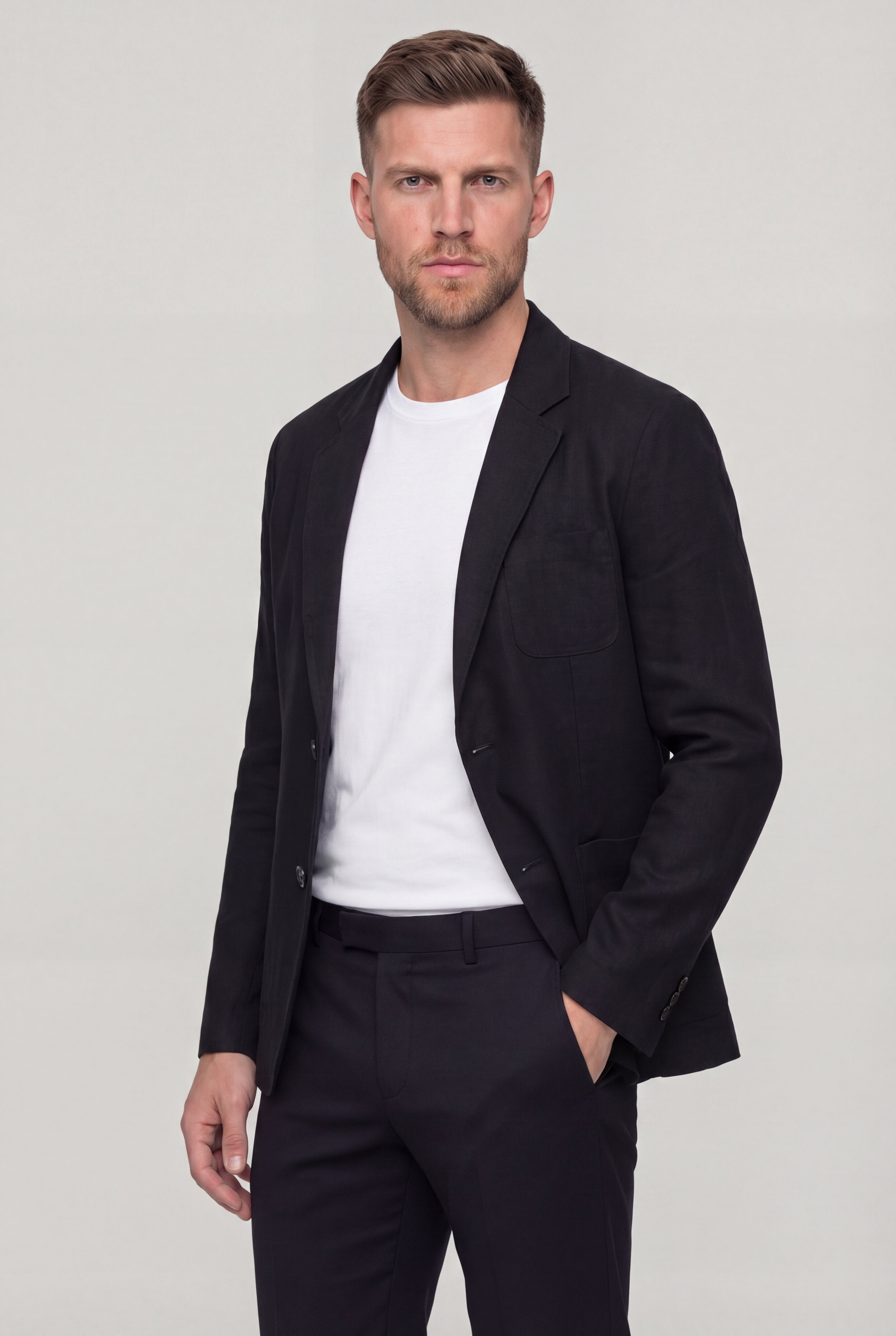 VANTOIR LINEN BLAZER – BLACK
