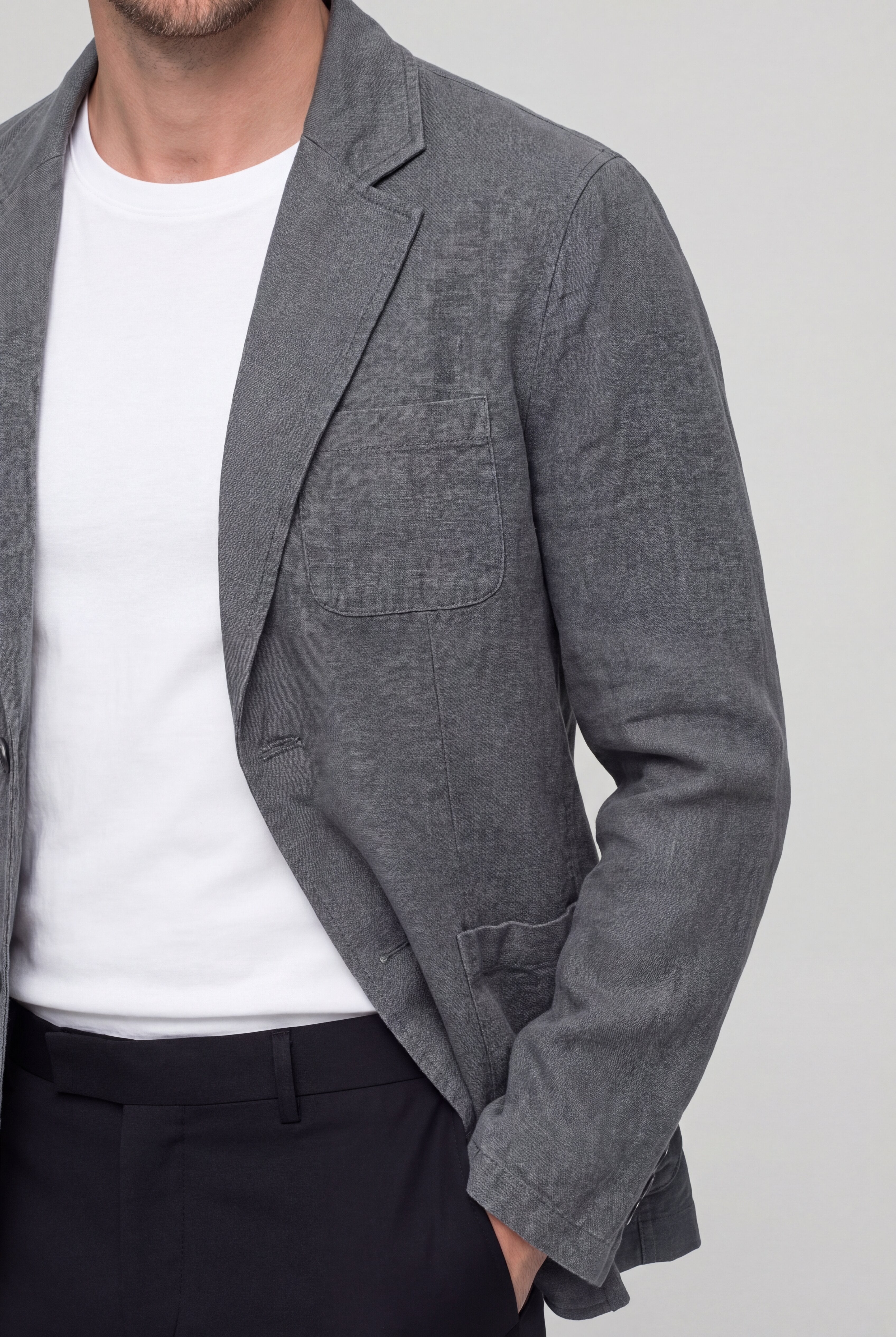 VANTOIR LINEN BLAZER – GRAY