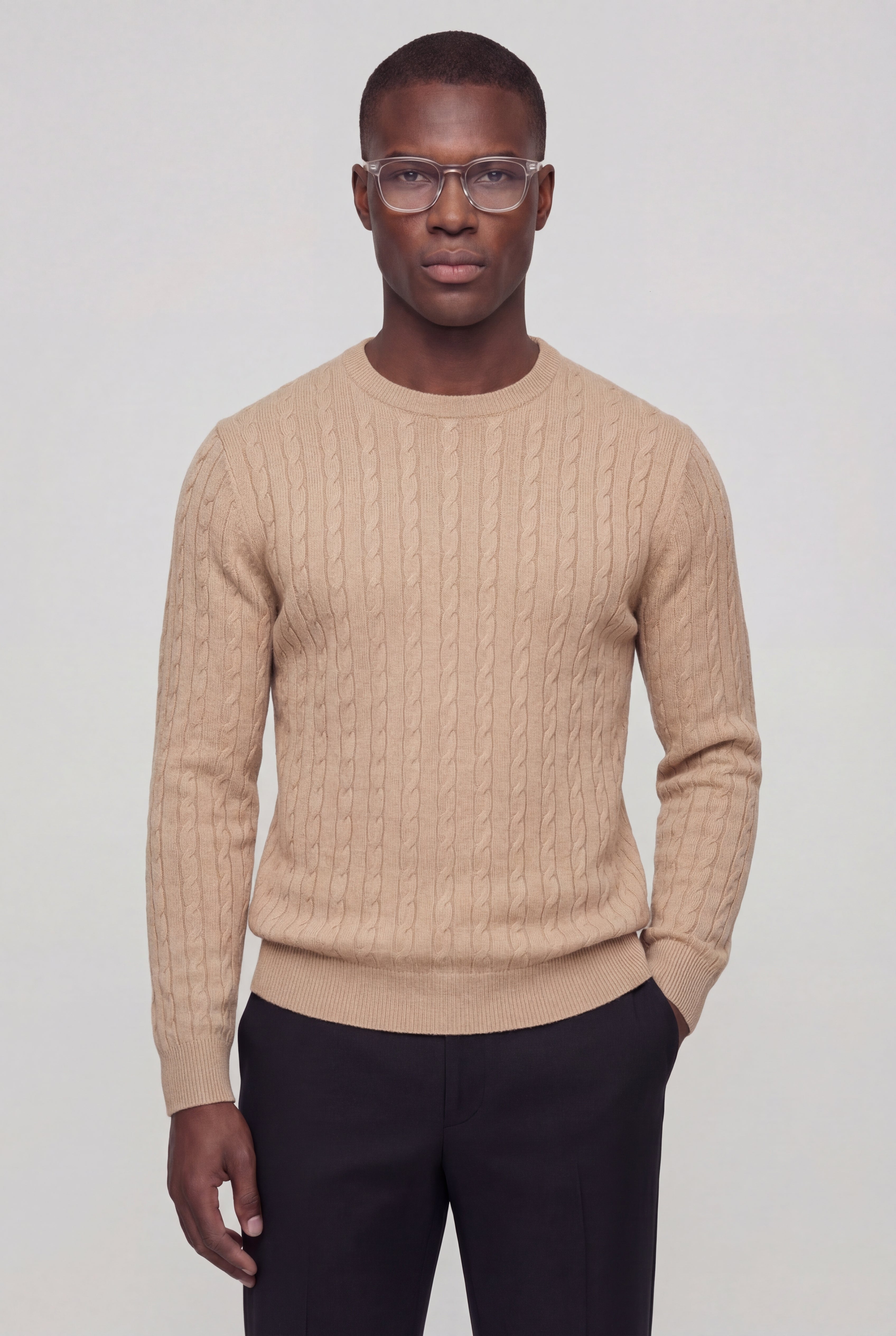 VARCELLO KNIT CREWNECK SWEATER – BEIGE