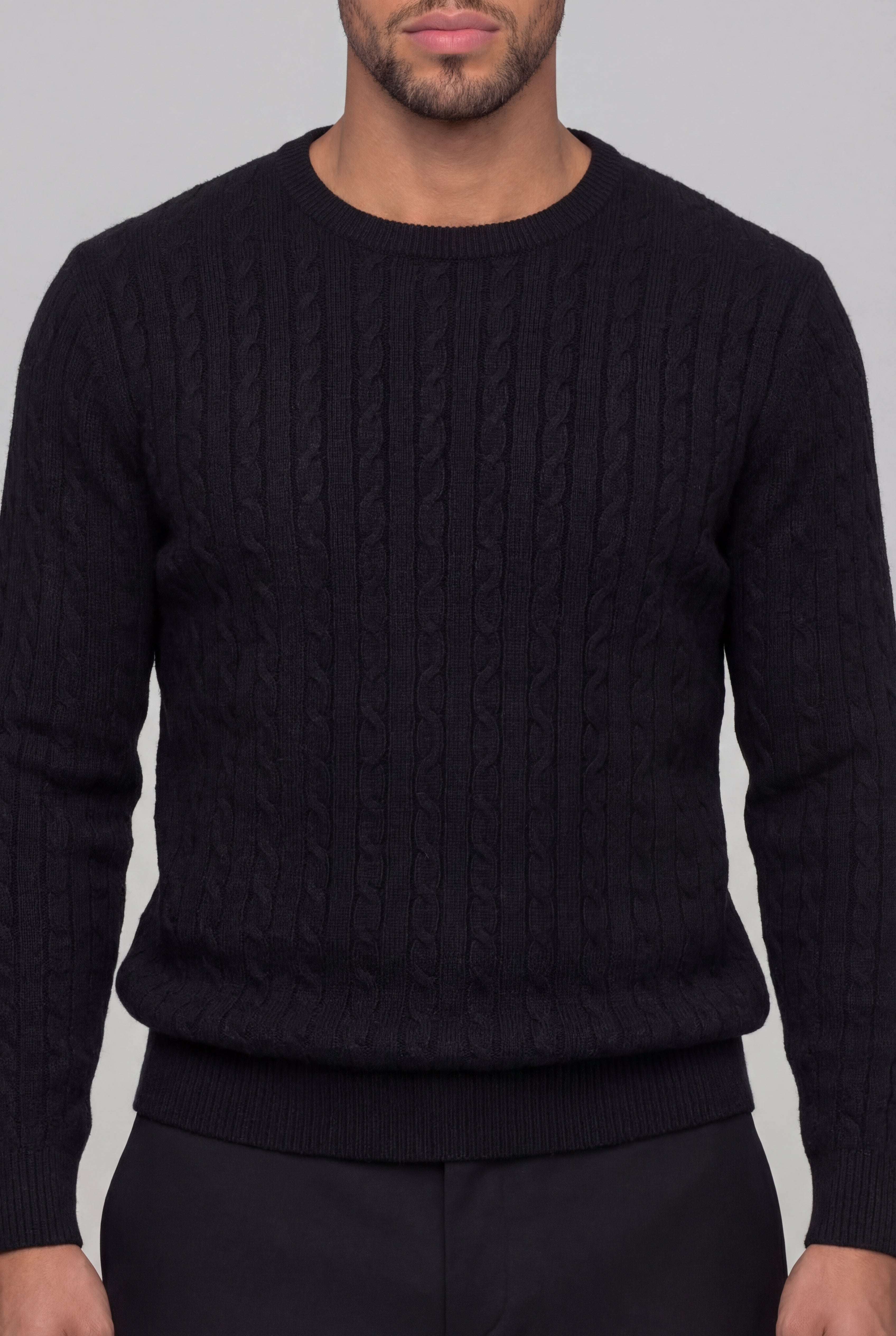 VARCELLO KNIT CREWNECK SWEATER – BLACK