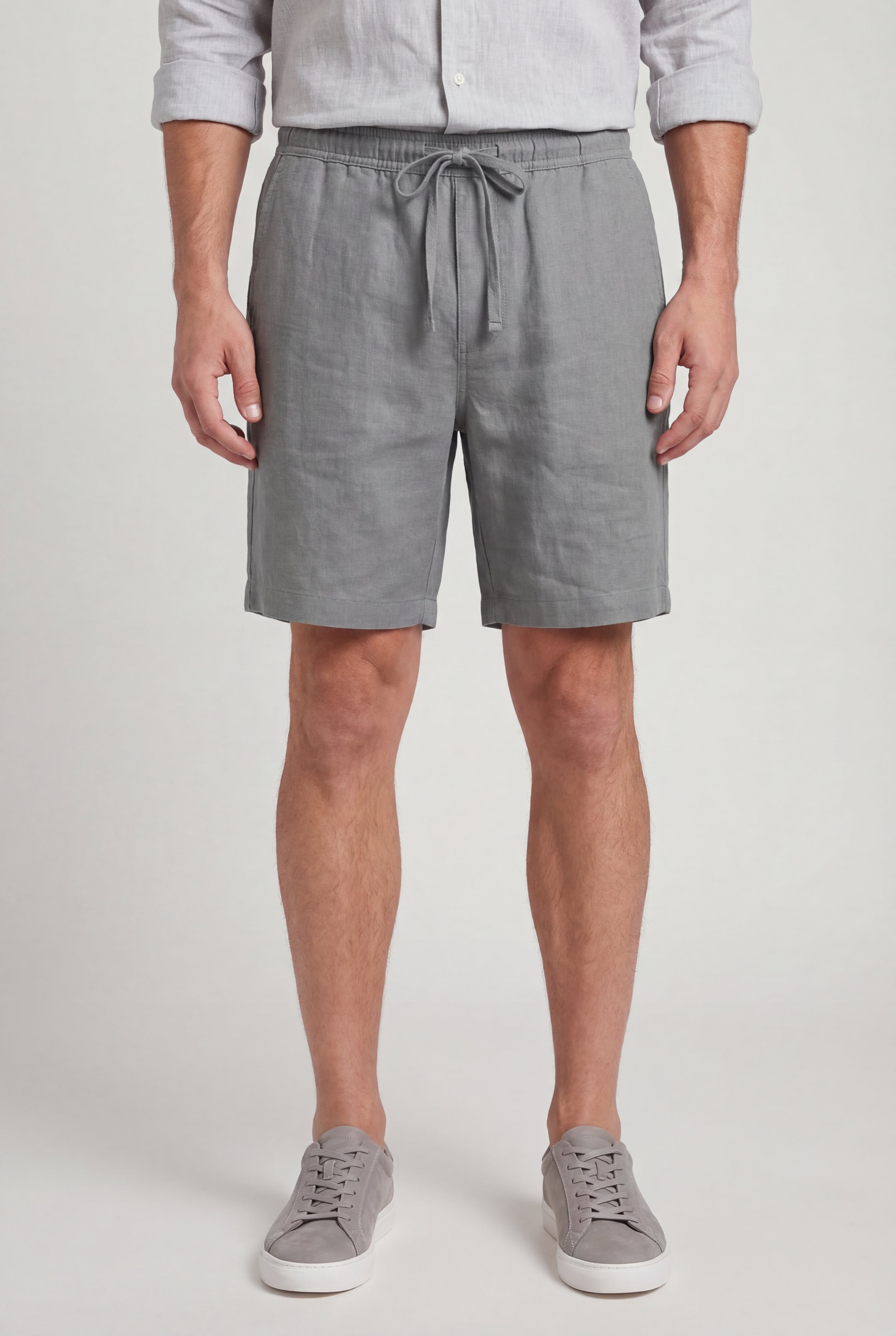 VARCENO LINEN SHORTS – GRAY