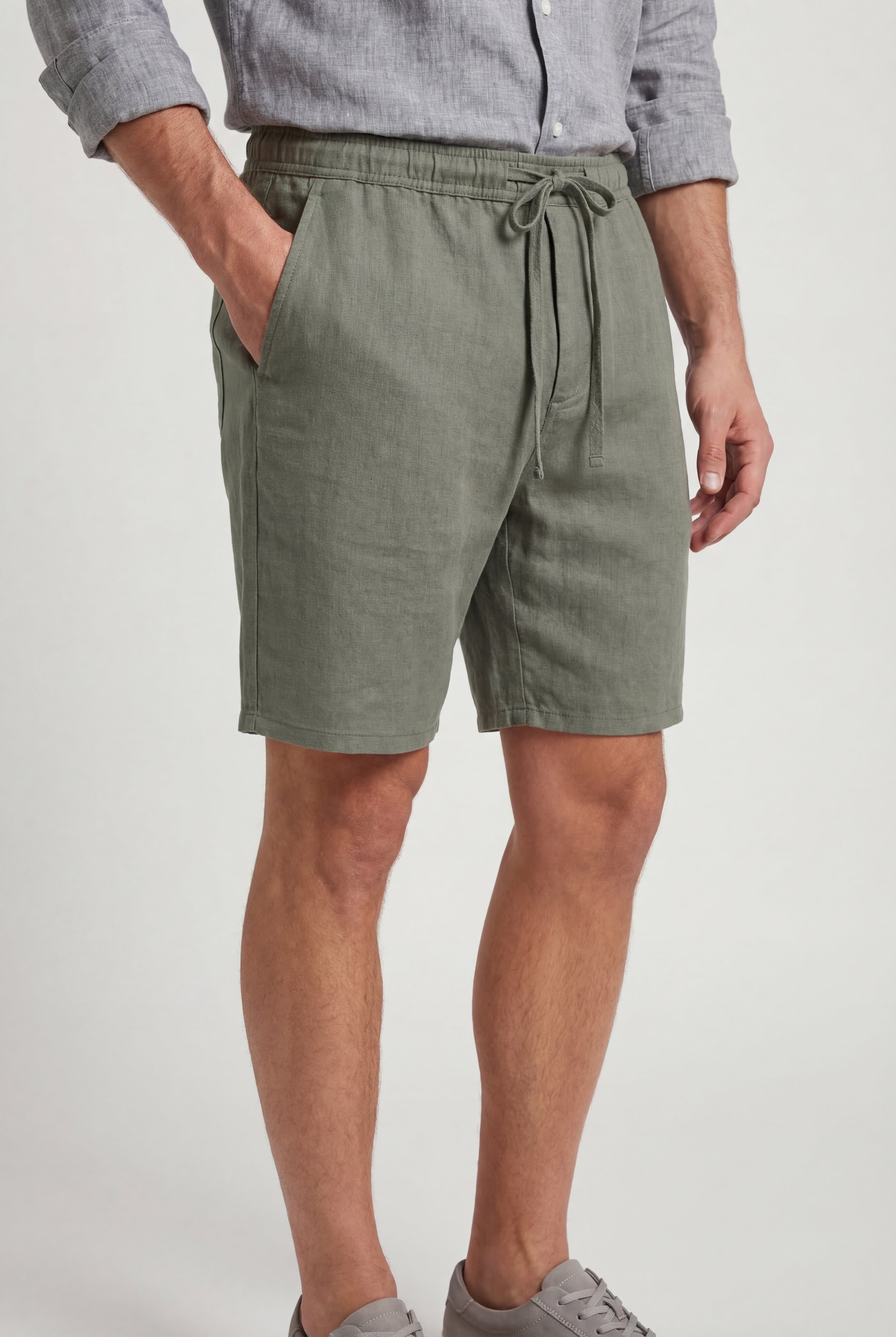 VARCENO LINEN SHORTS – GREEN