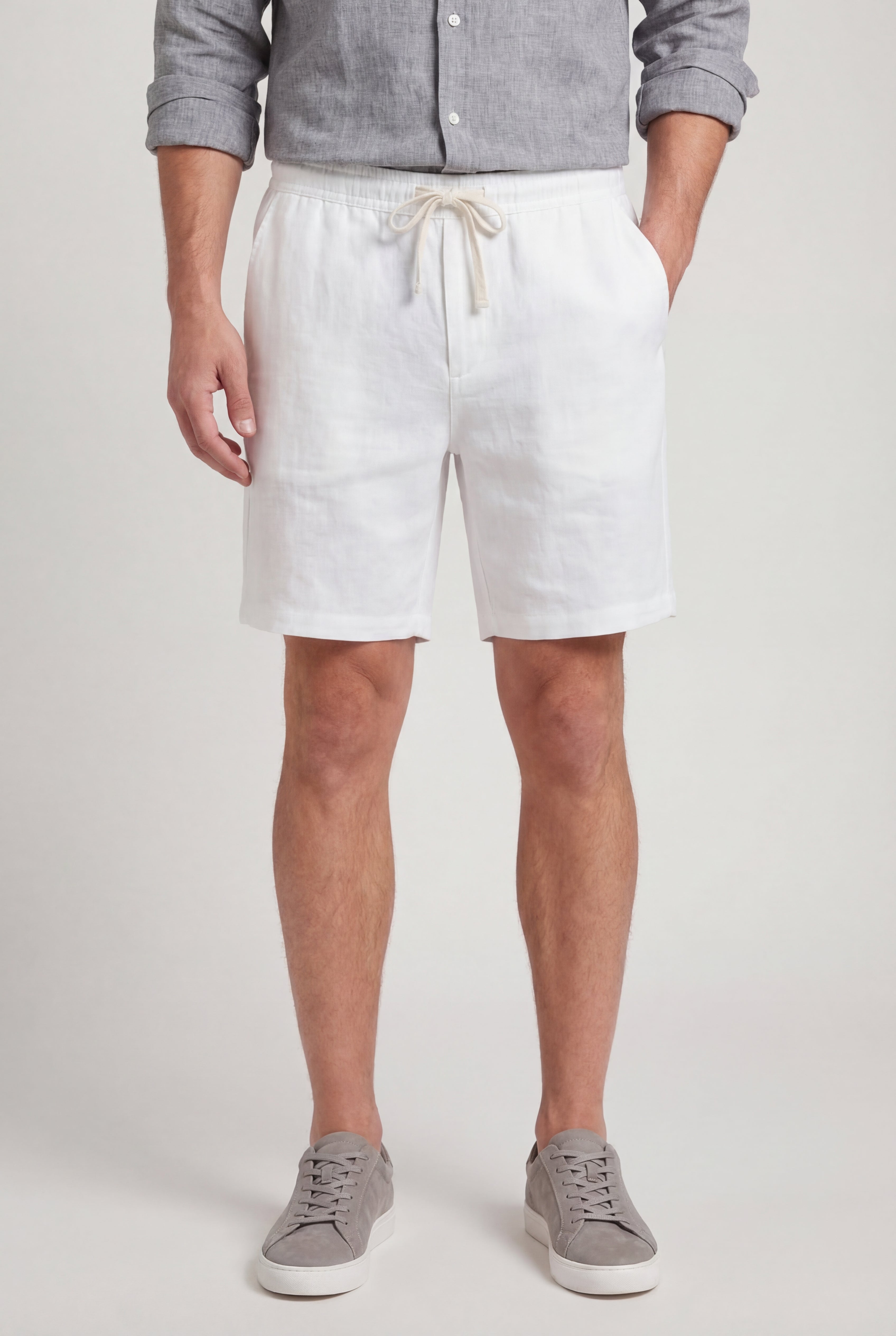 VARCENO LINEN SHORTS – WHITE