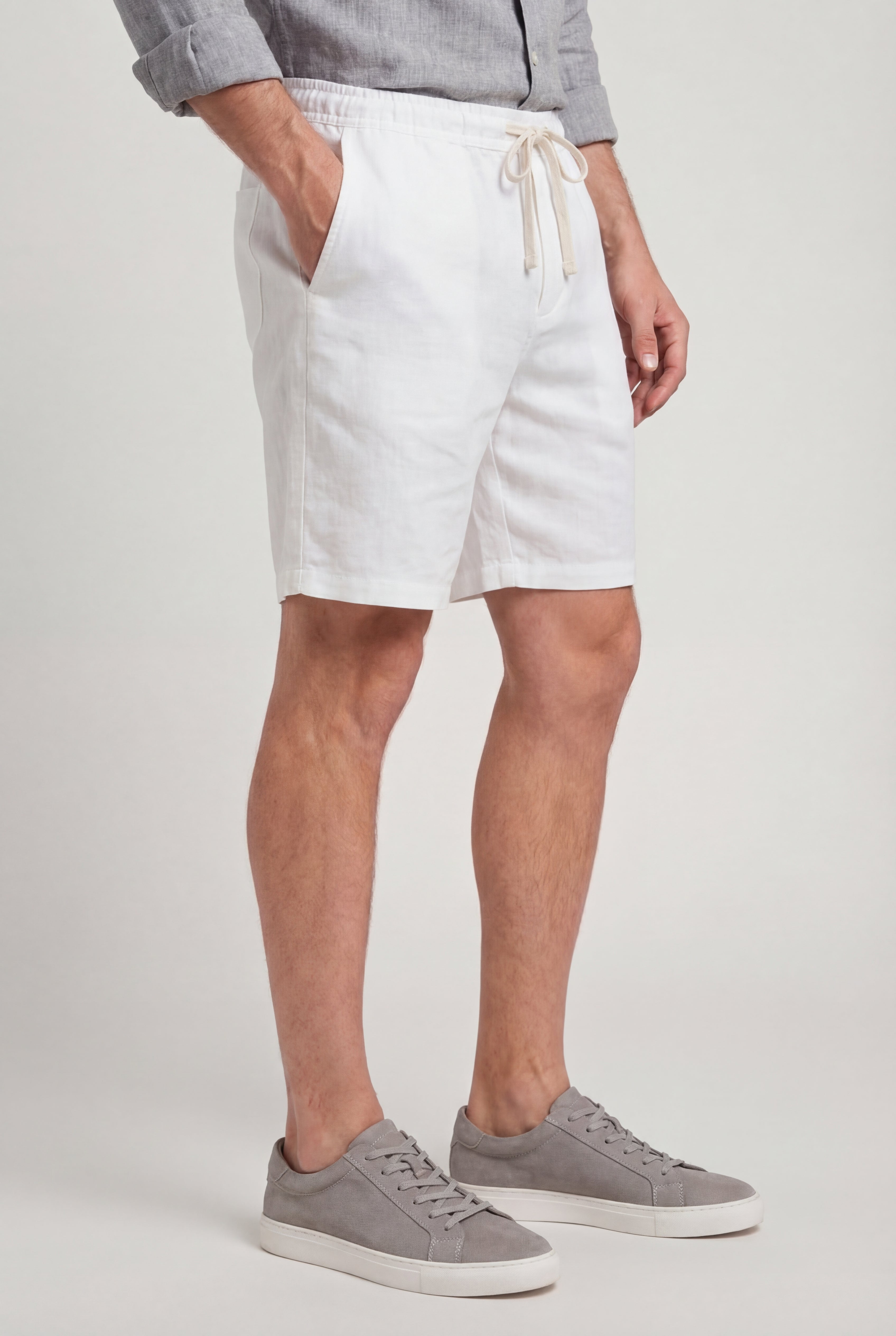 VARCENO LINEN SHORTS – WHITE