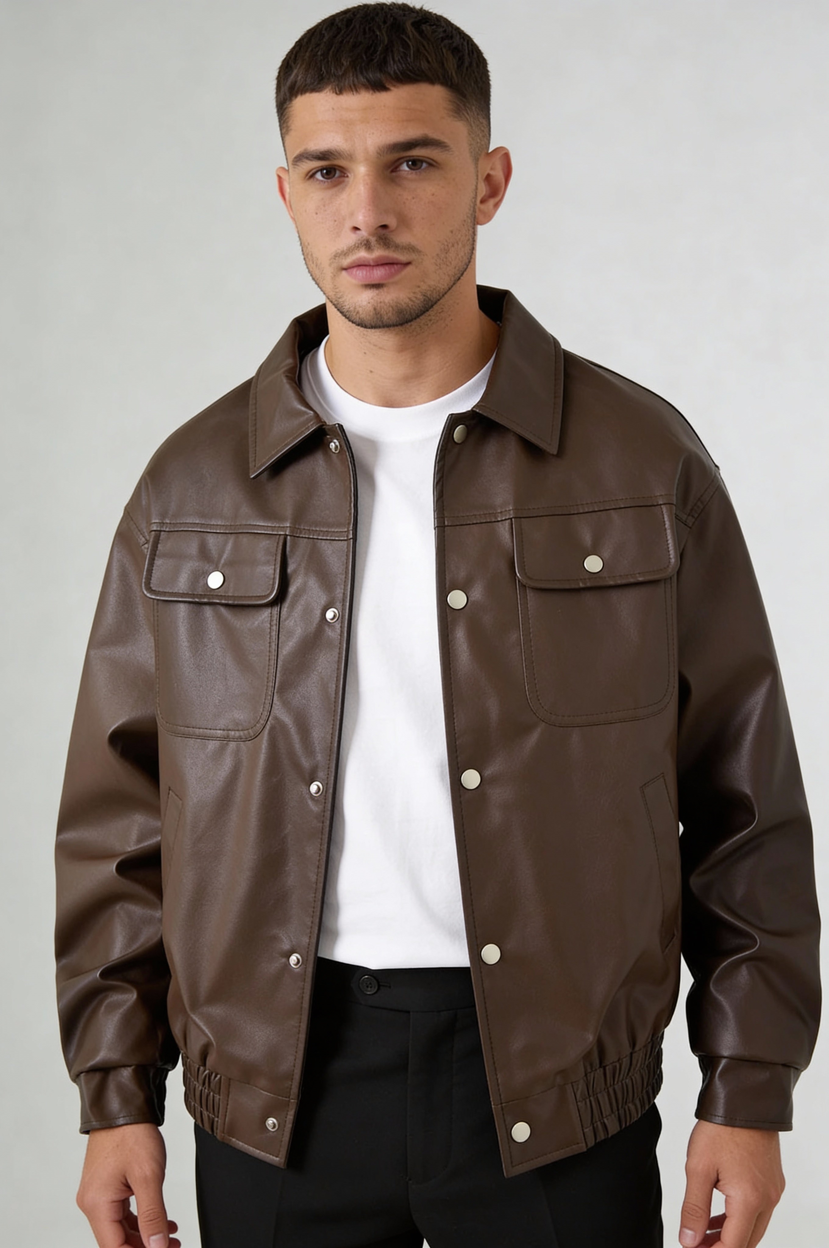 VARELON LEATHER JACKET – BROWN