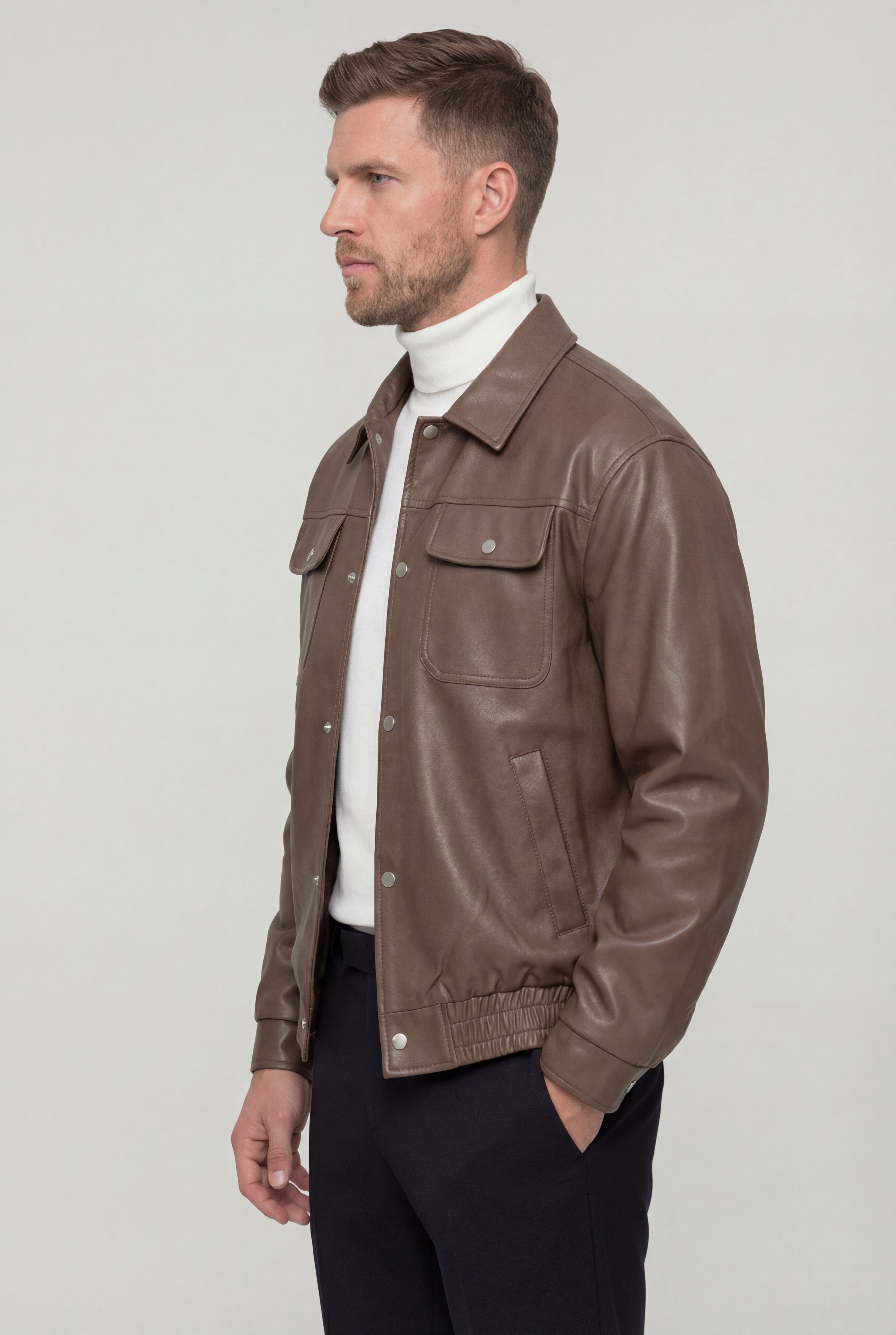 VARELON LEATHER JACKET – BROWN