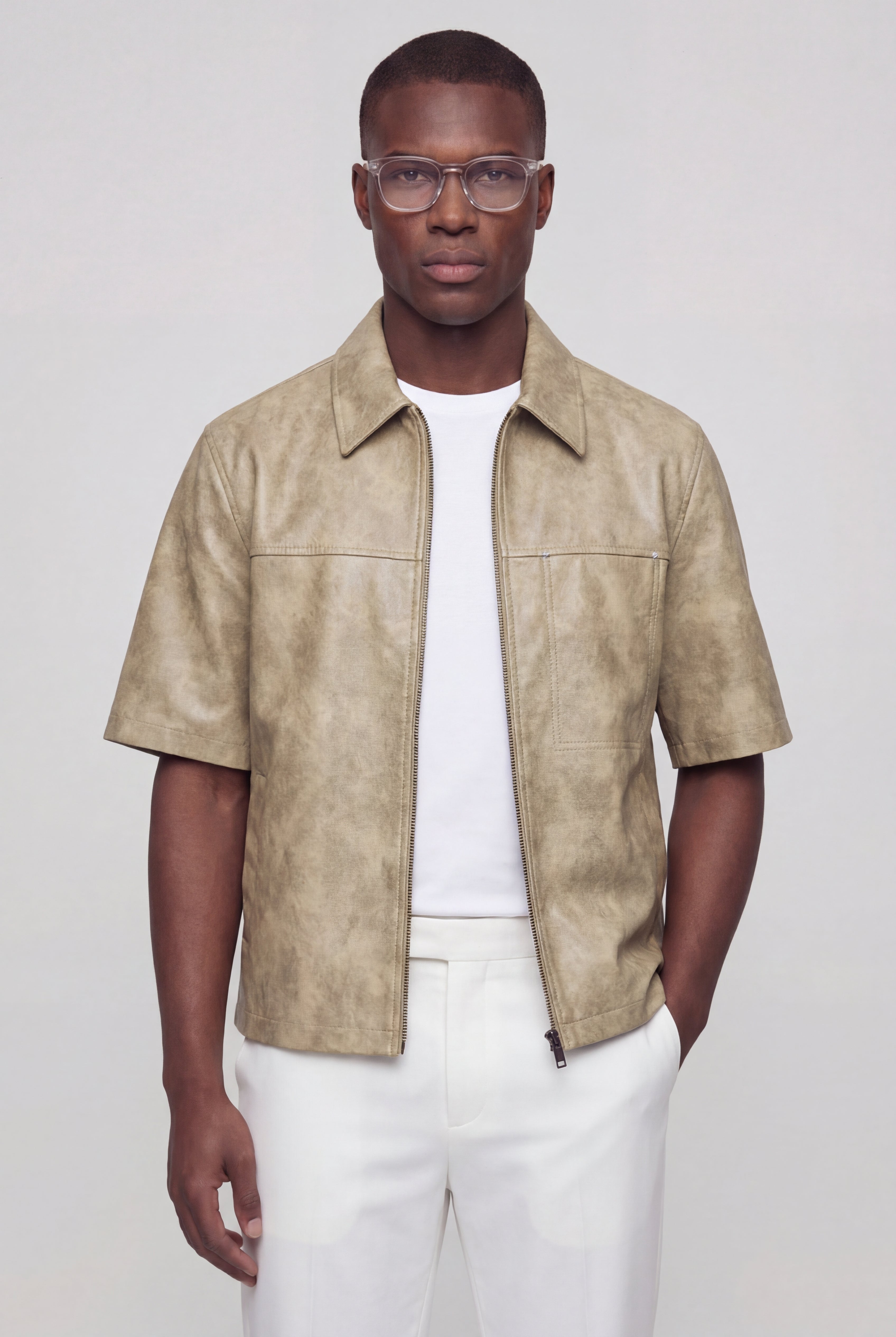 VELMORIN LEATHER JACKET – KHAKI