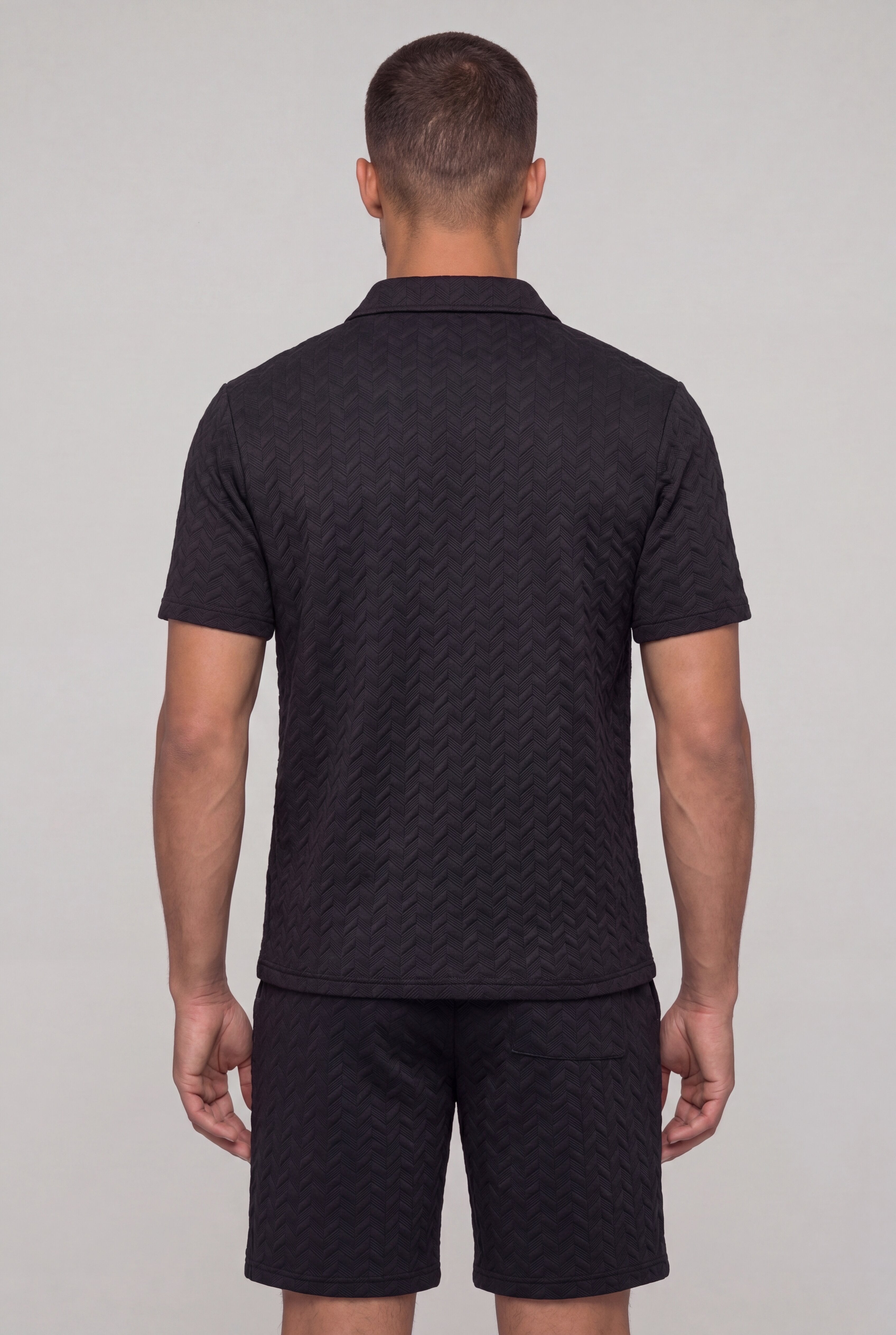 VELRICO TEXTURED POLO SET - BLACK