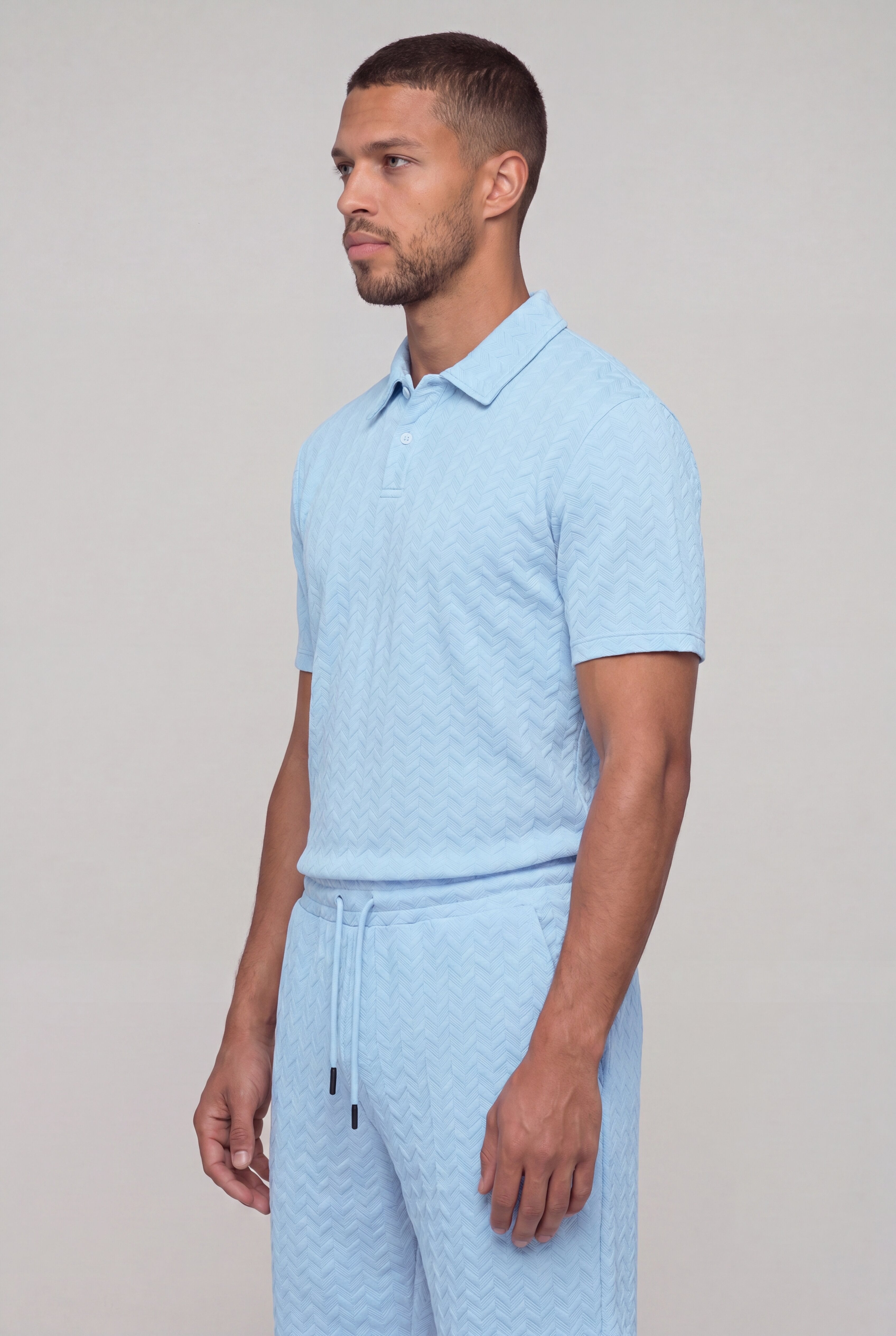 VELRICO TEXTURED POLO SET - BLUE