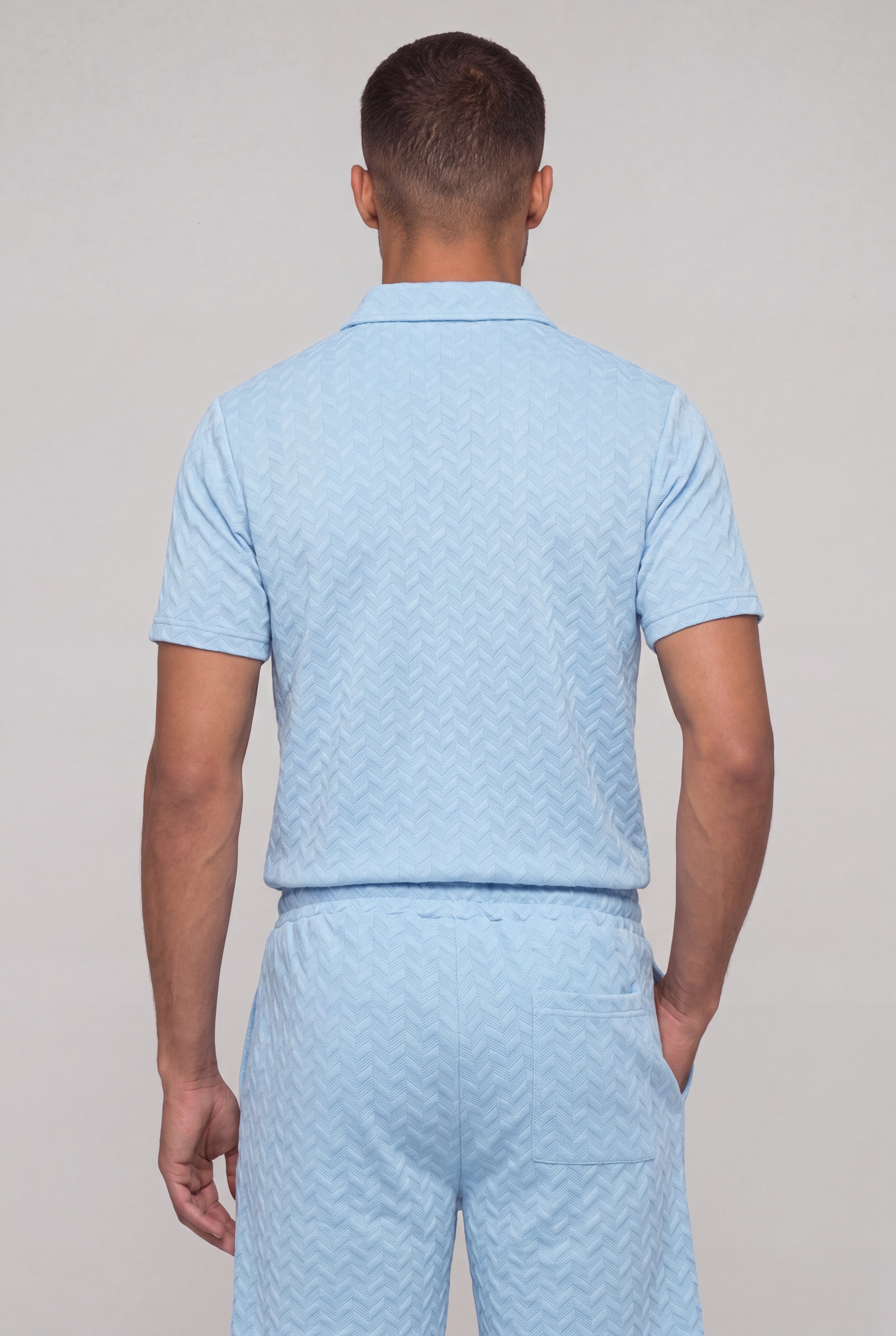 VELRICO TEXTURED POLO SET - BLUE