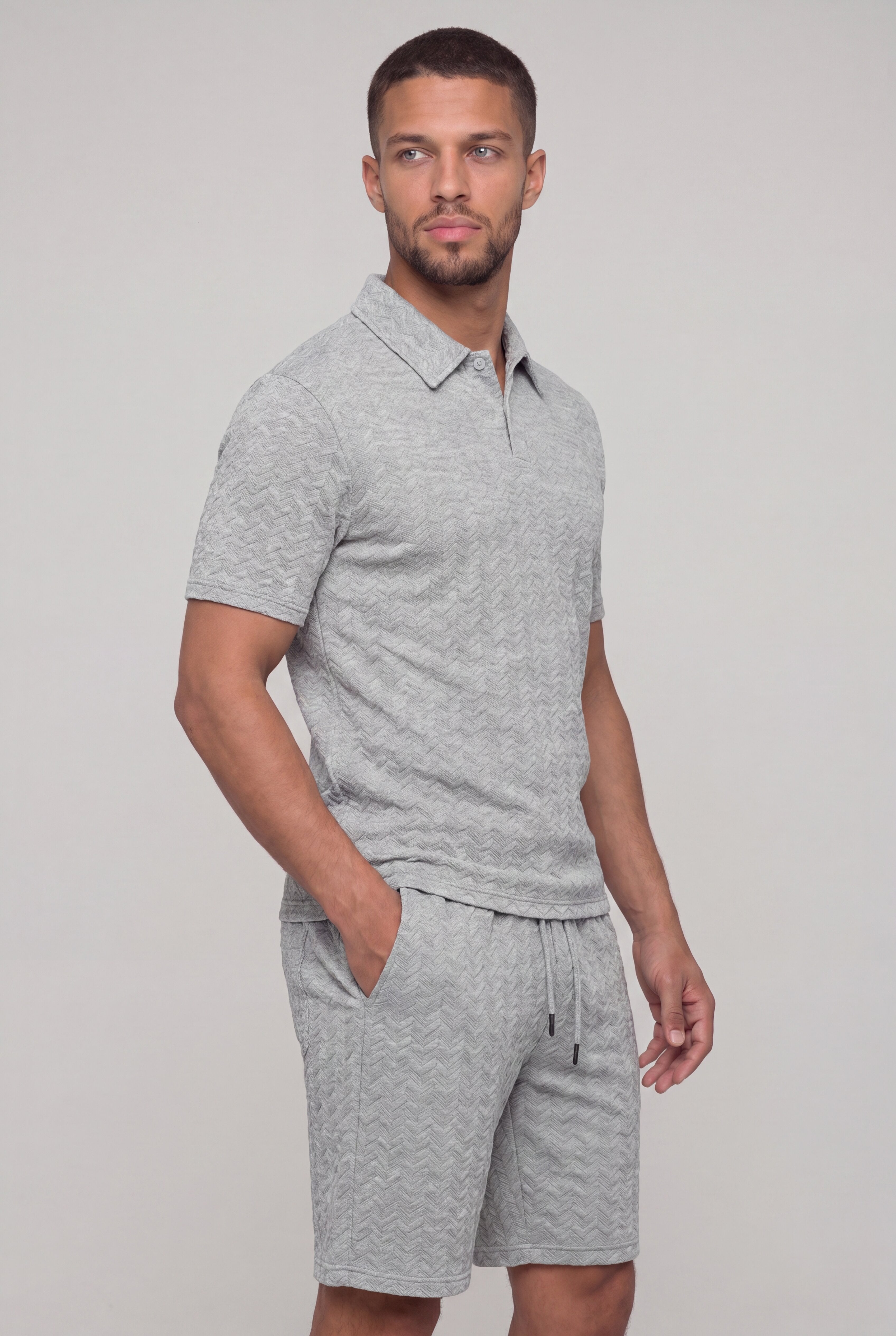 VELRICO TEXTURED POLO SET - GRAY
