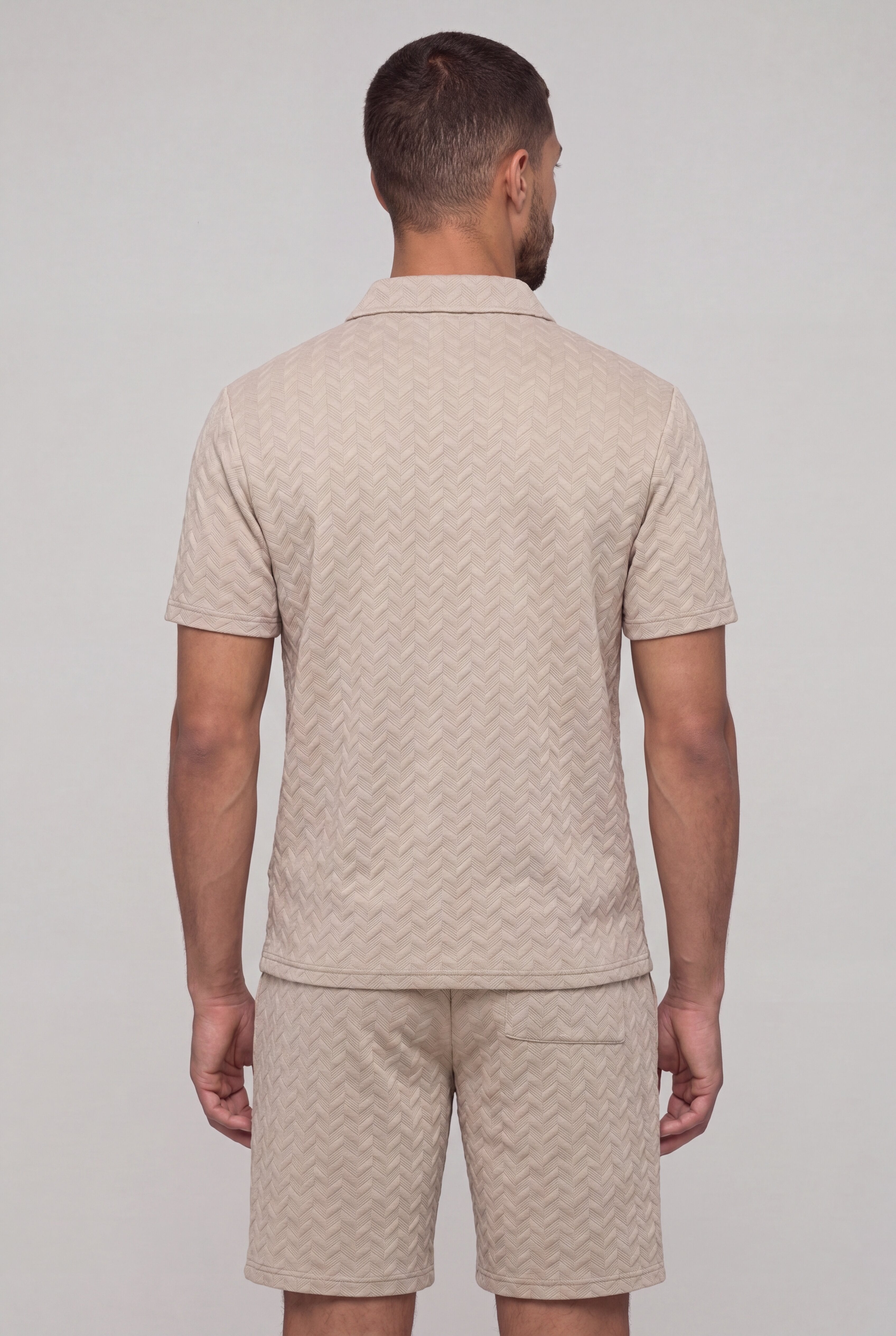 VELRICO TEXTURED POLO SET - KHAKI
