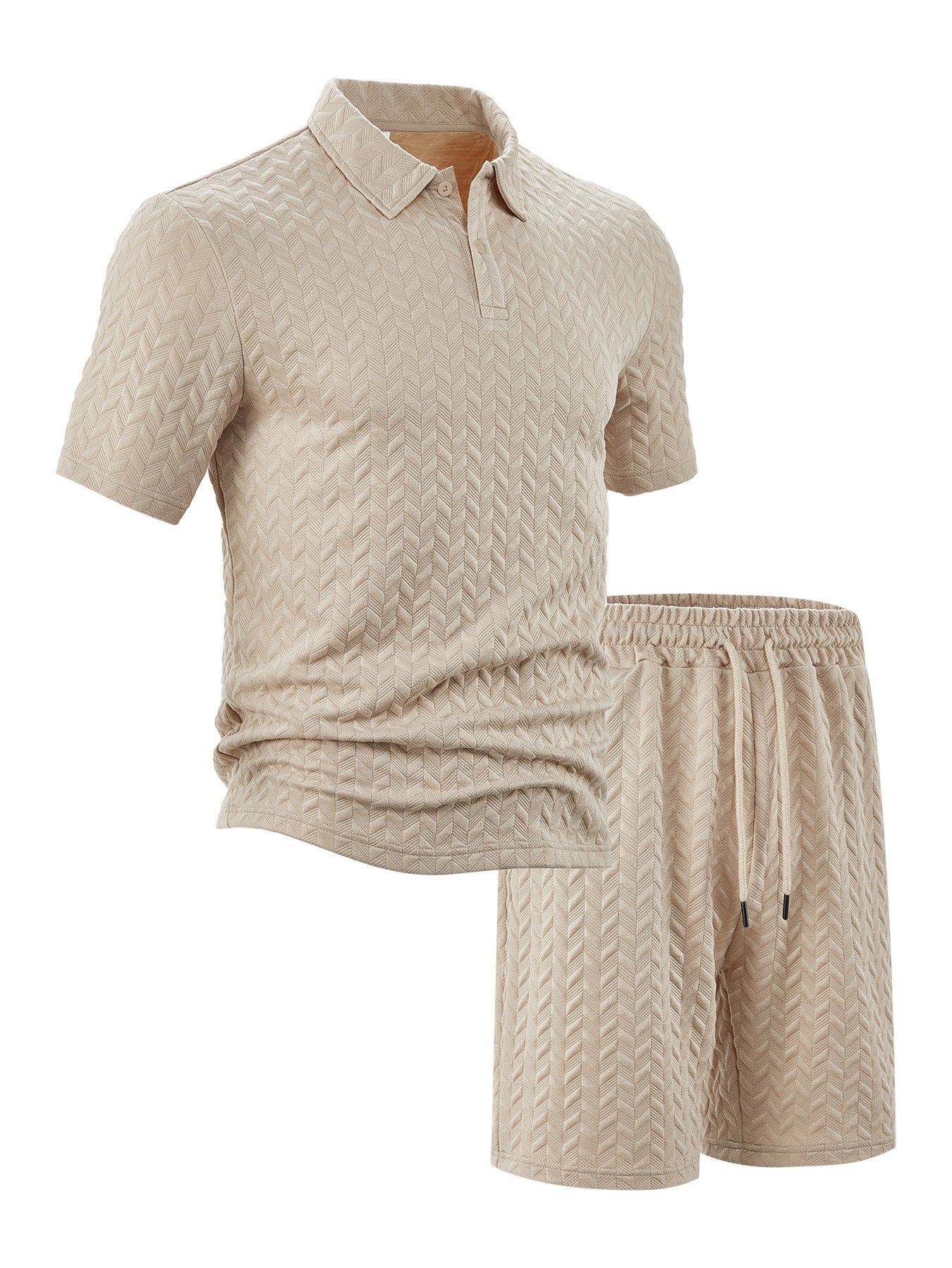 VELRICO TEXTURED POLO SET - KHAKI