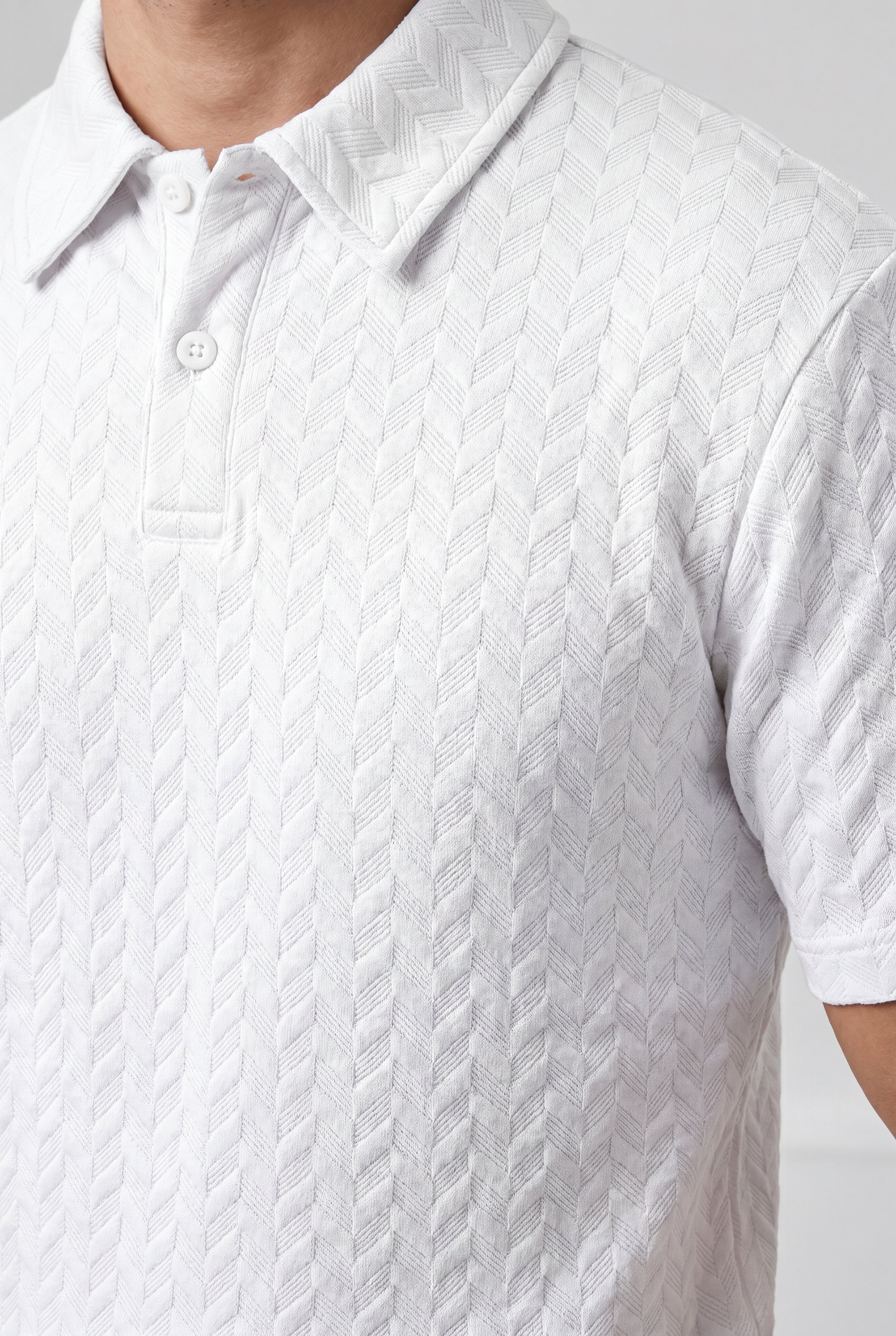VELRICO TEXTURED POLO SET - WHITE