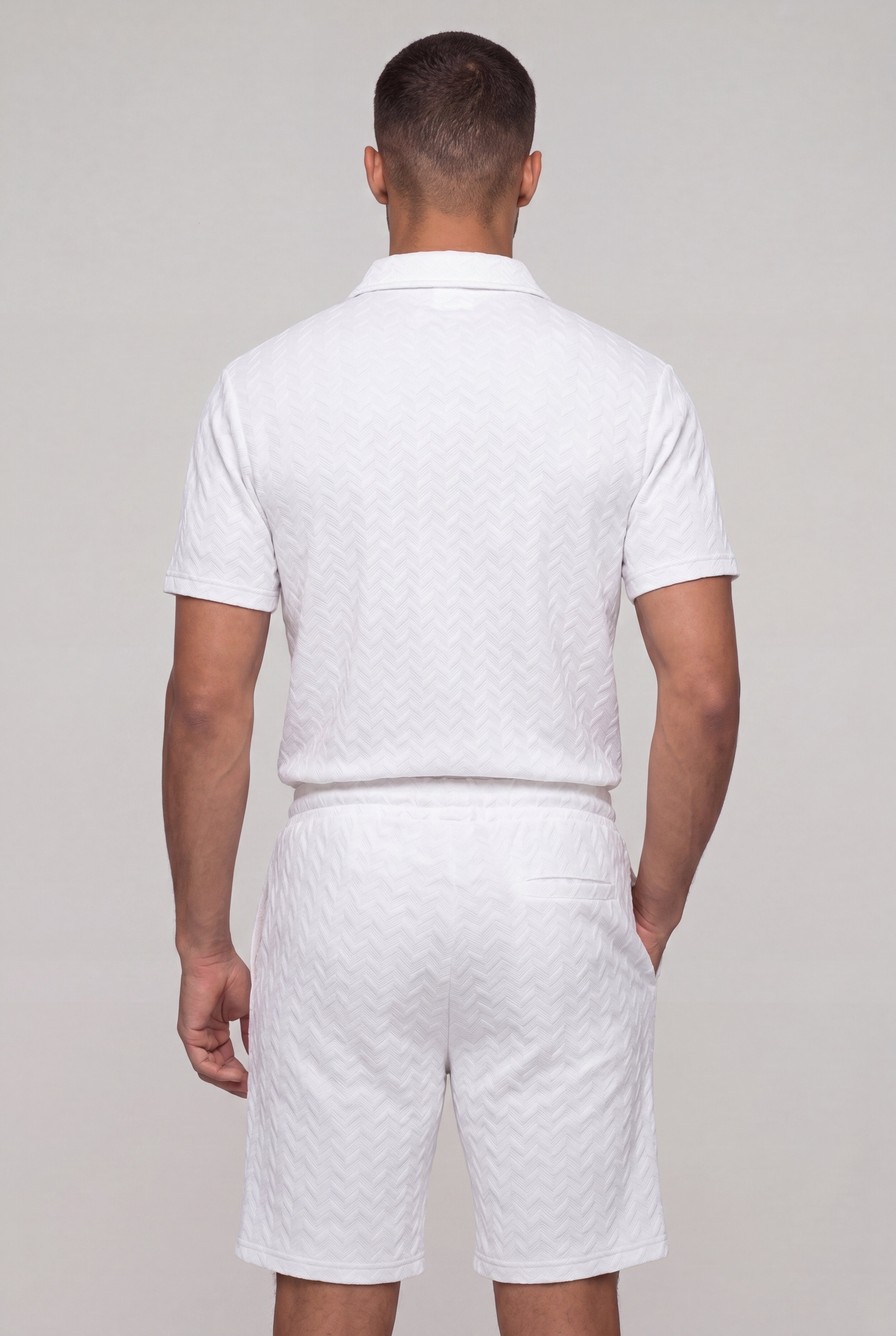 VELRICO TEXTURED POLO SET - WHITE