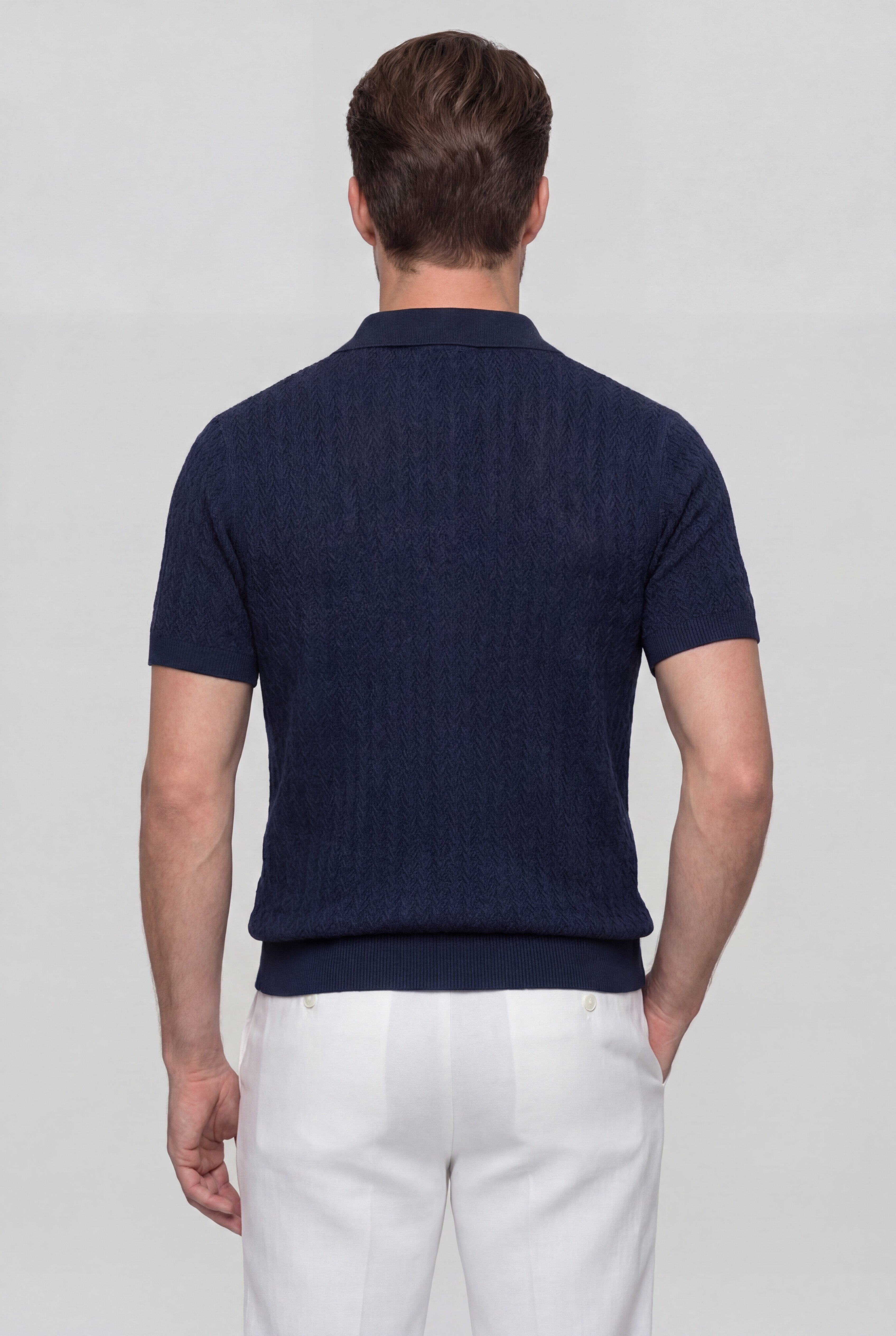VELRION TEXTURED POLO SHIRT – NAVY