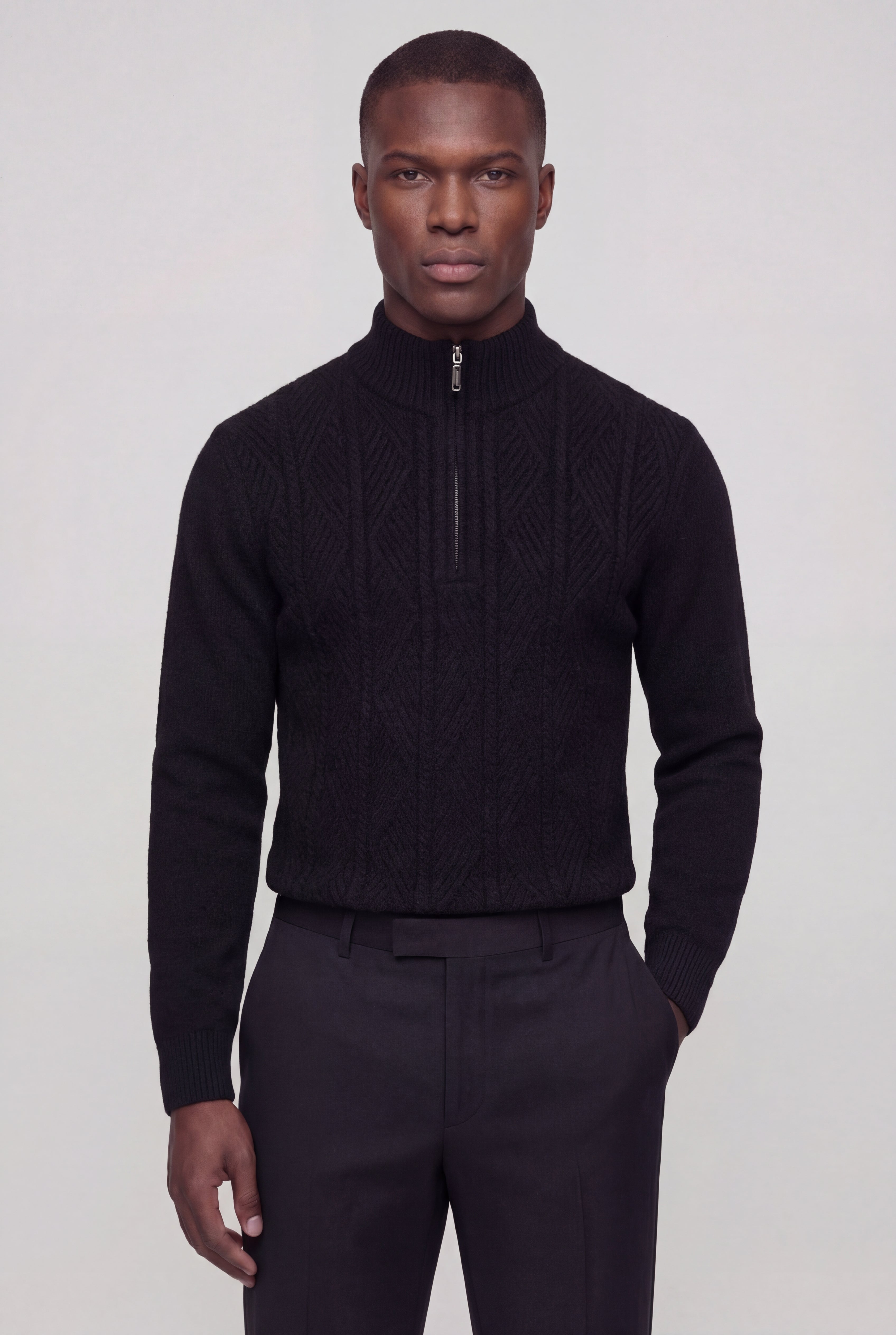 VELTRIN HALF-ZIP SWEATER – BLACK