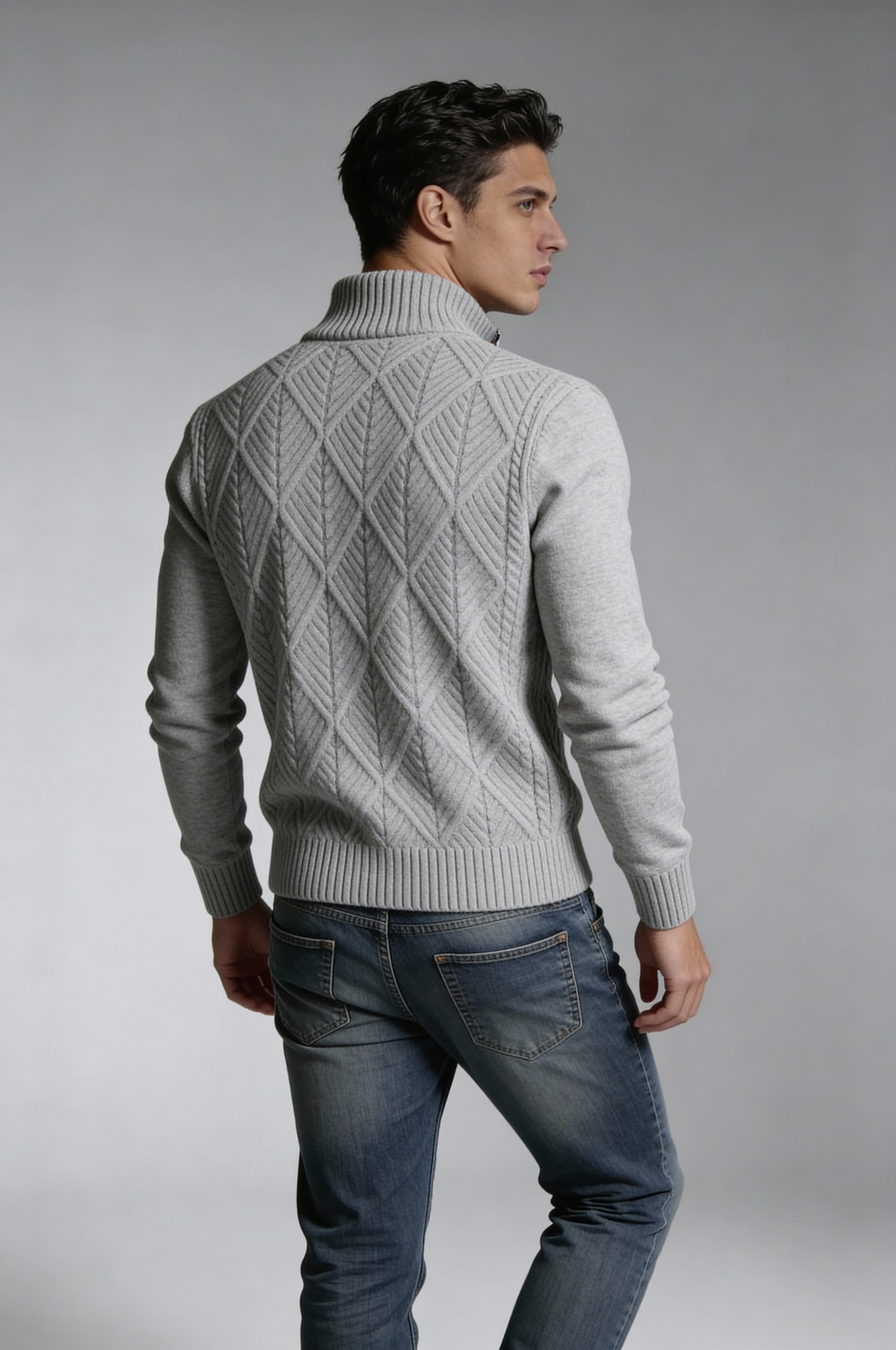 VELTRIN HALF-ZIP SWEATER – GRAY