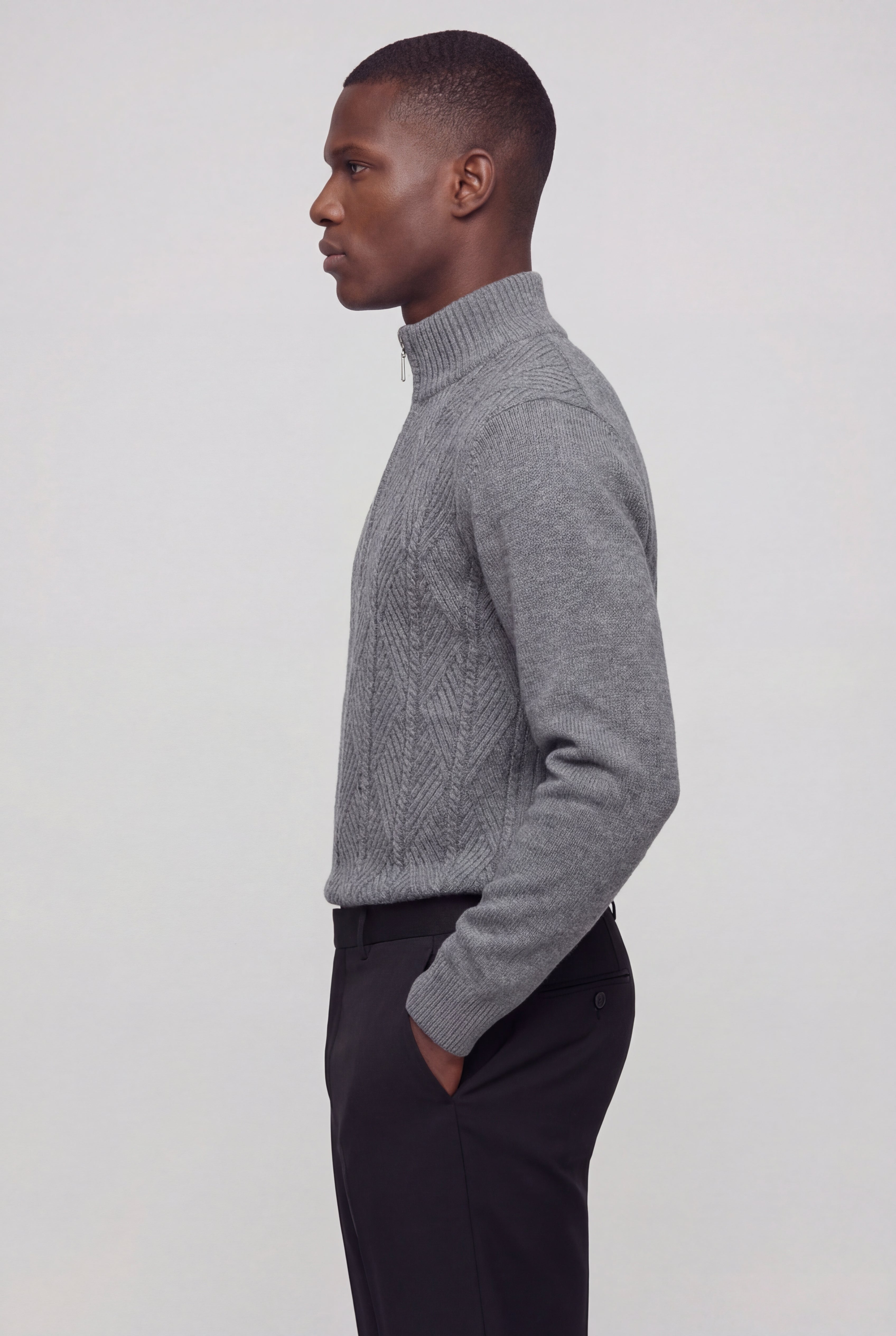 VELTRIN HALF-ZIP SWEATER – GRAY