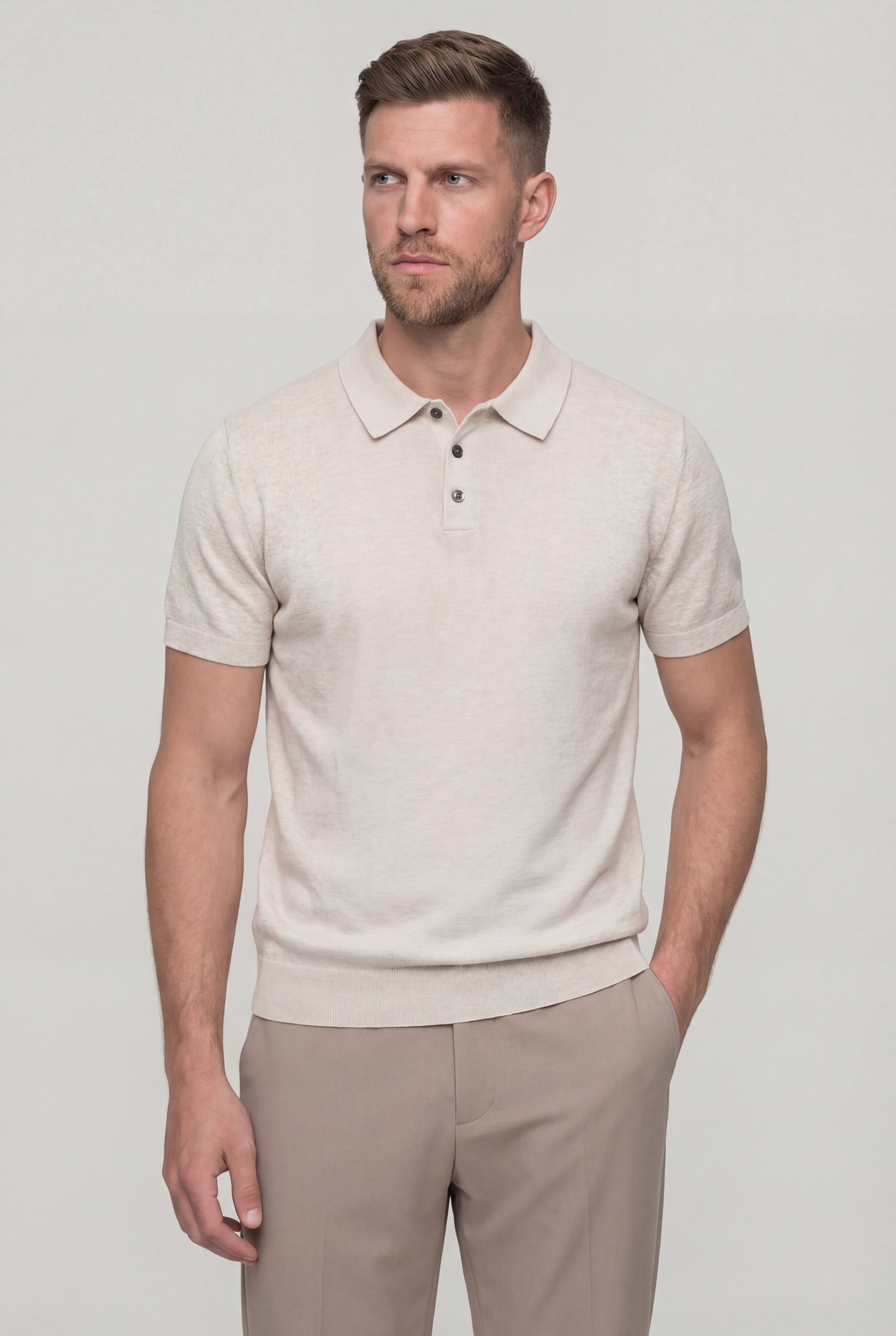 XELARO KNIT POLO SHIRT – APRICOT