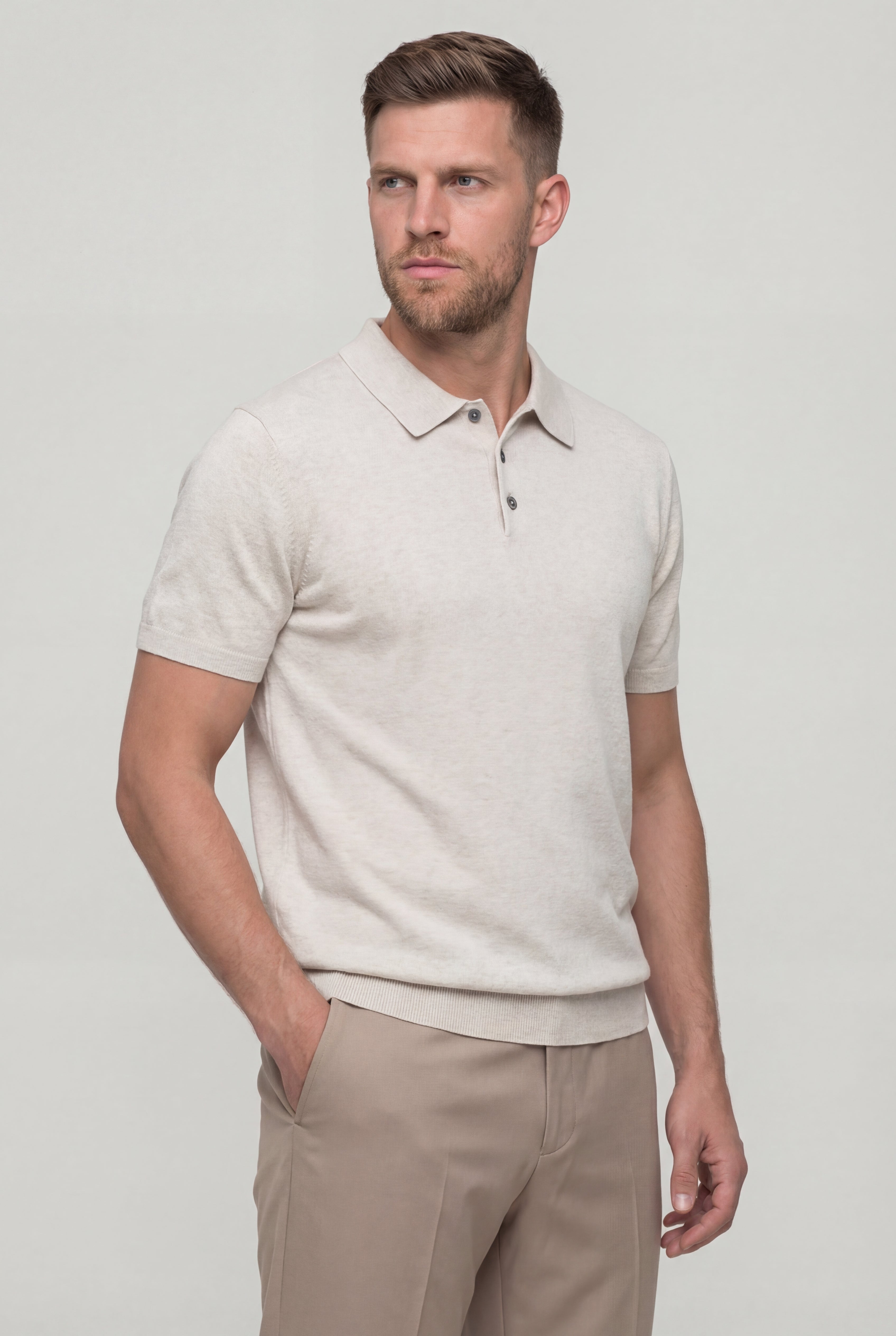 XELARO KNIT POLO SHIRT – APRICOT