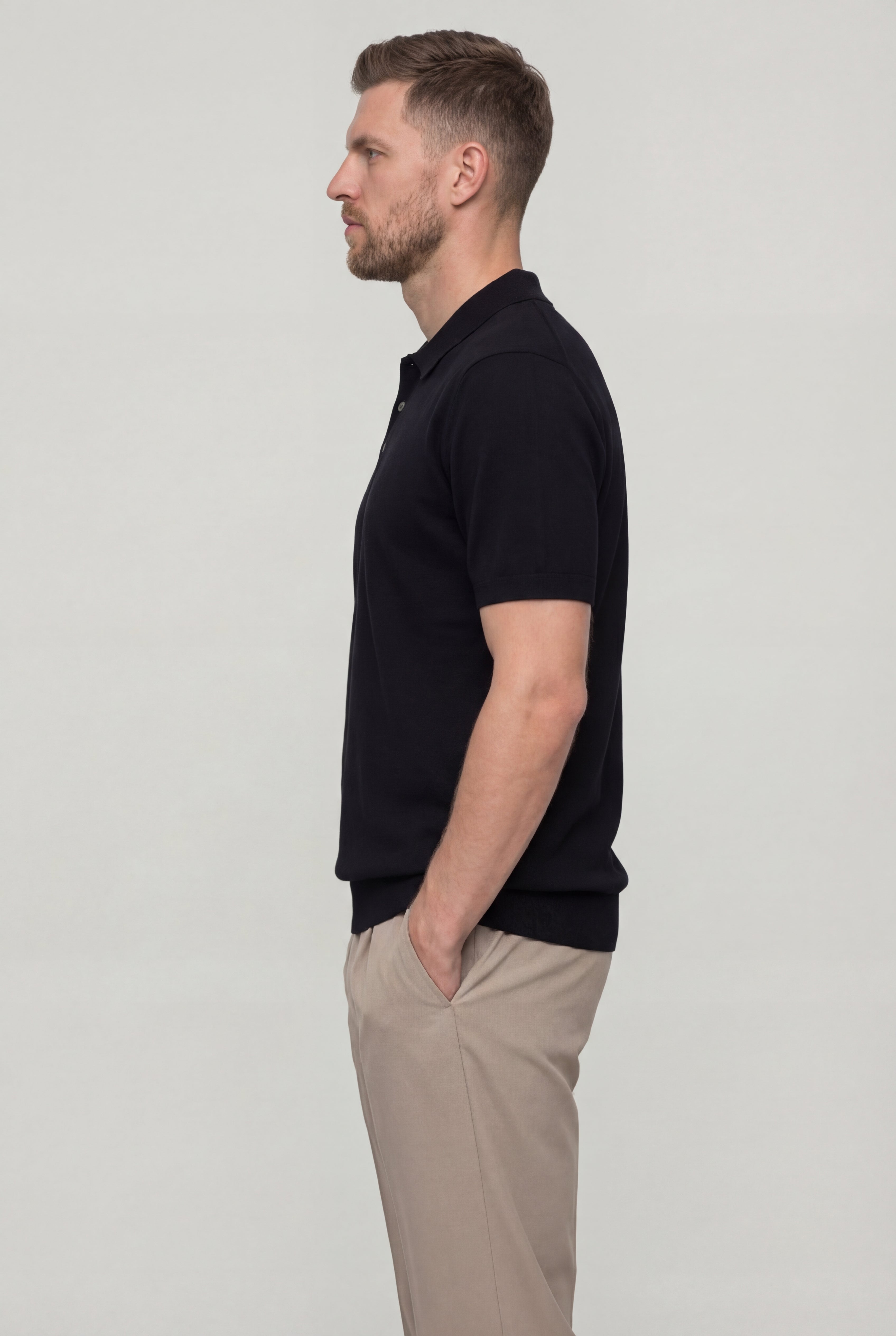 XELARO KNIT POLO SHIRT – BLACK