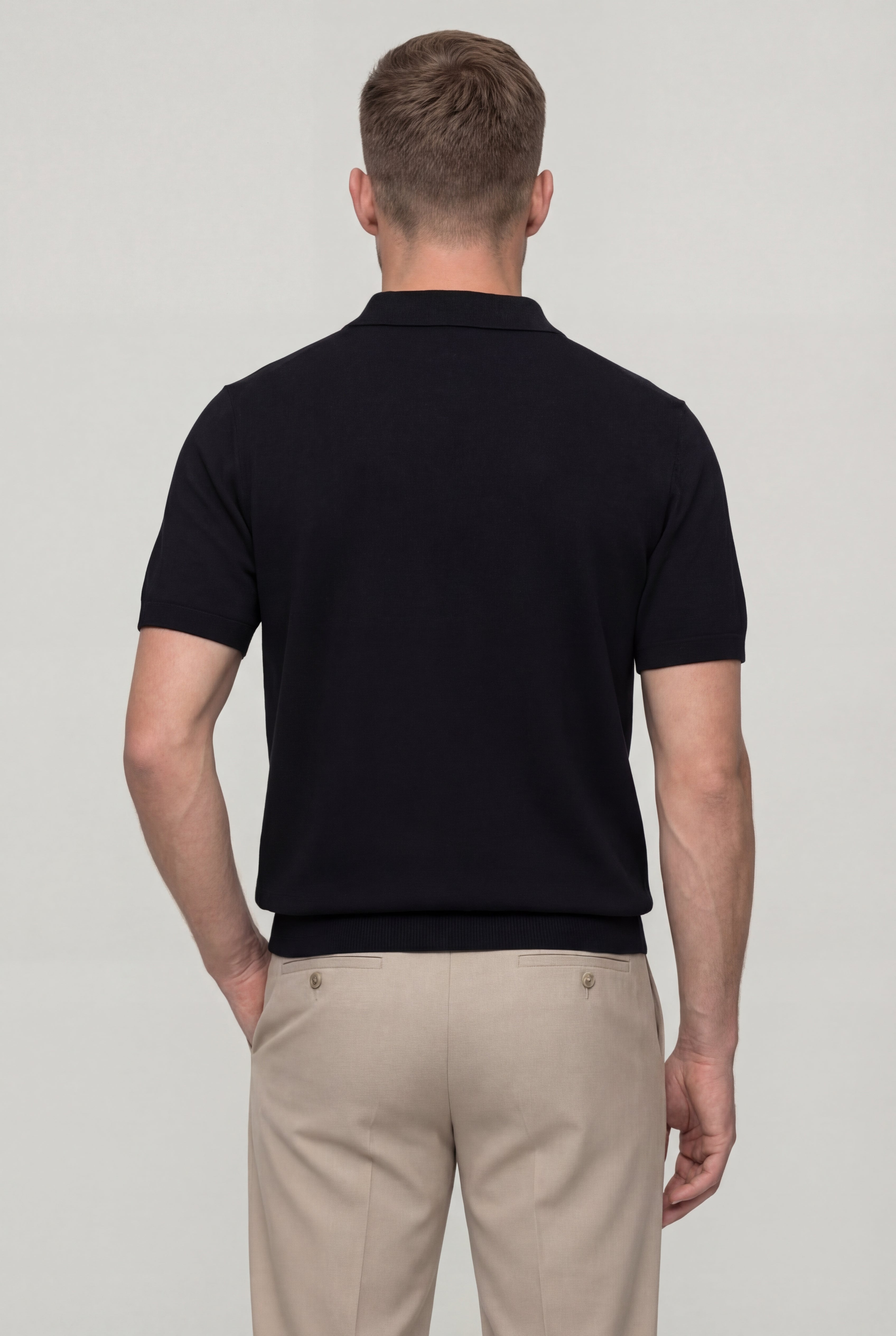XELARO KNIT POLO SHIRT – BLACK