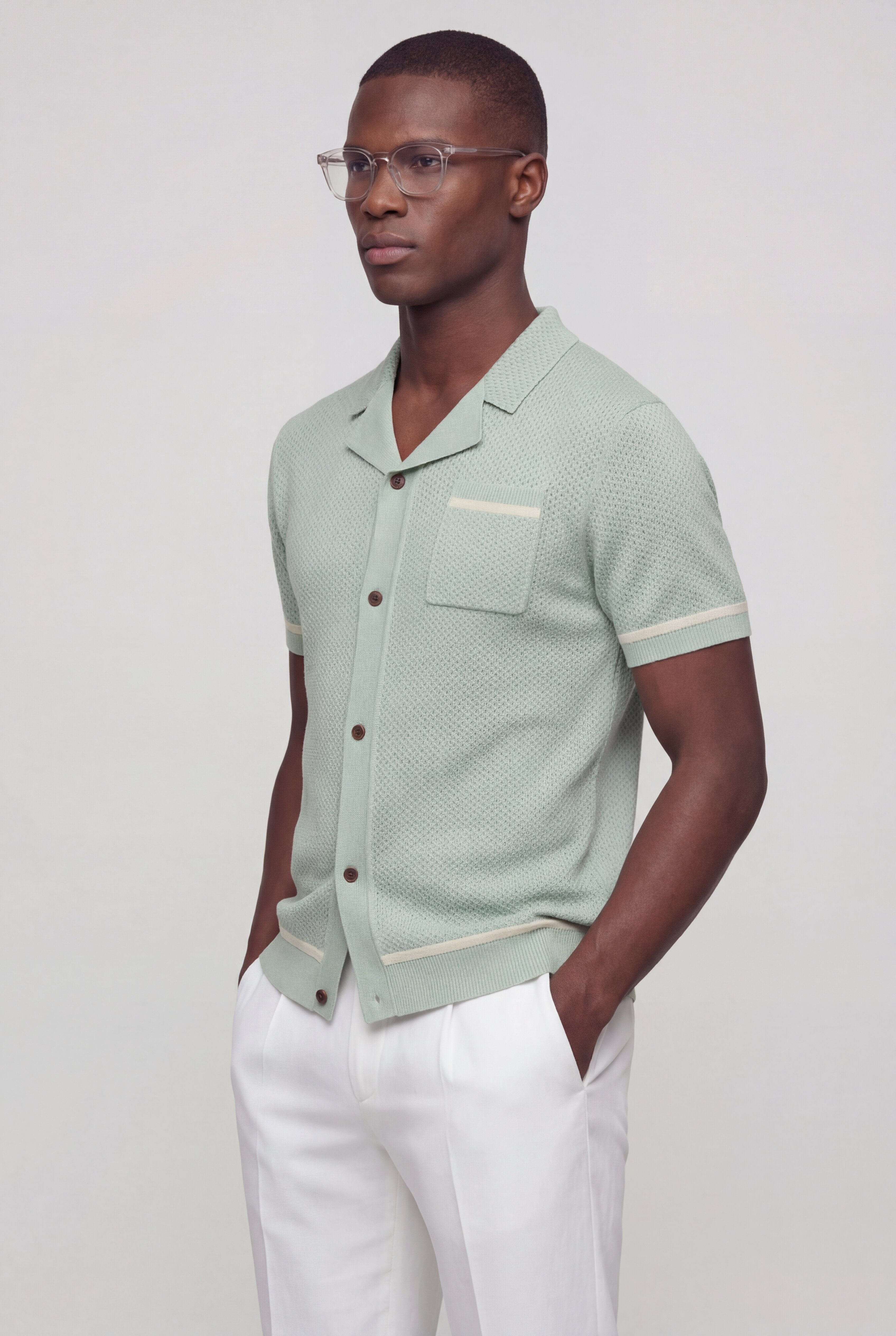 ZANECRO TEXTURED KNIT SHIRT – GREEN