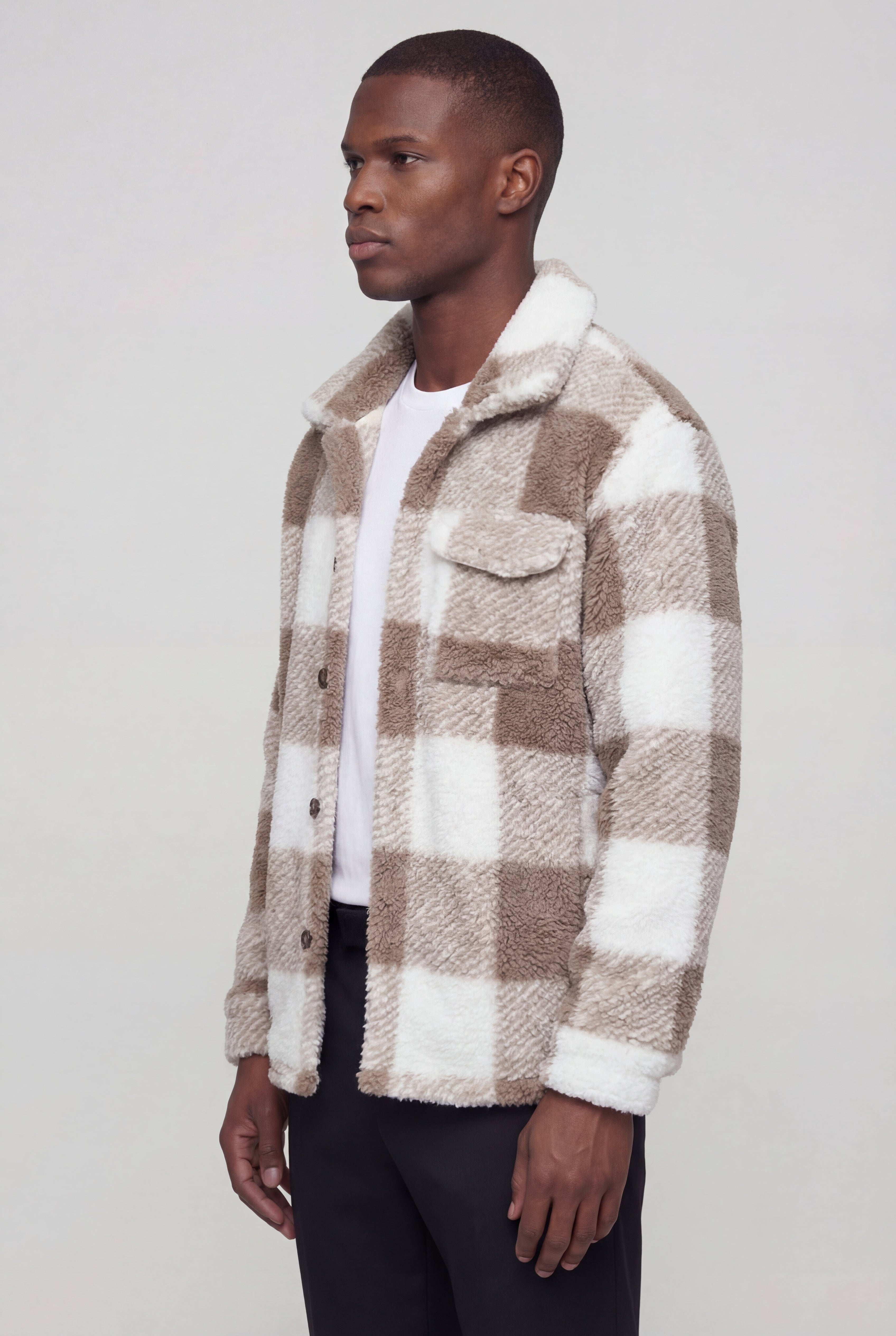 ZARETH PLAID JACKET - COFFEE