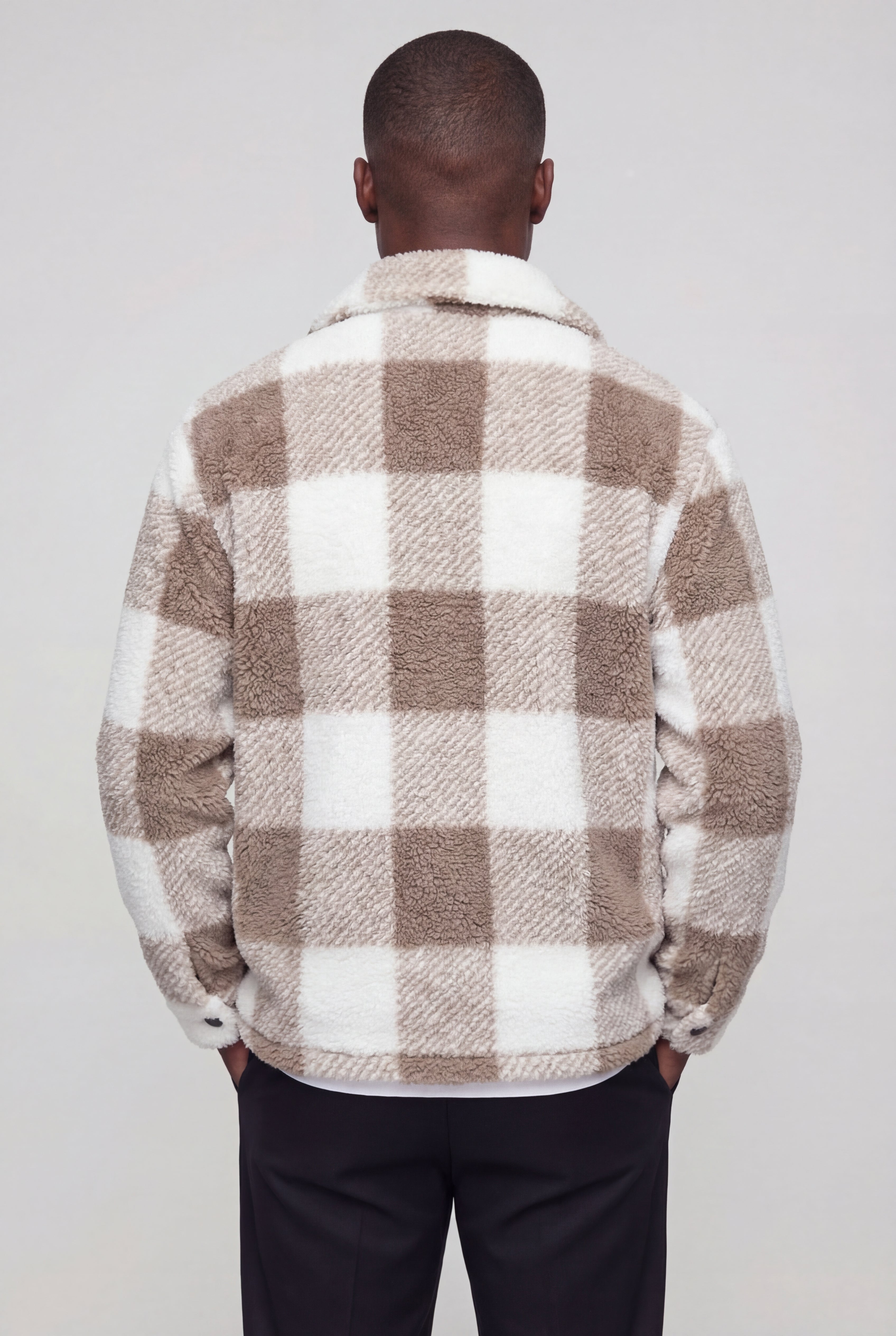ZARETH PLAID JACKET - COFFEE