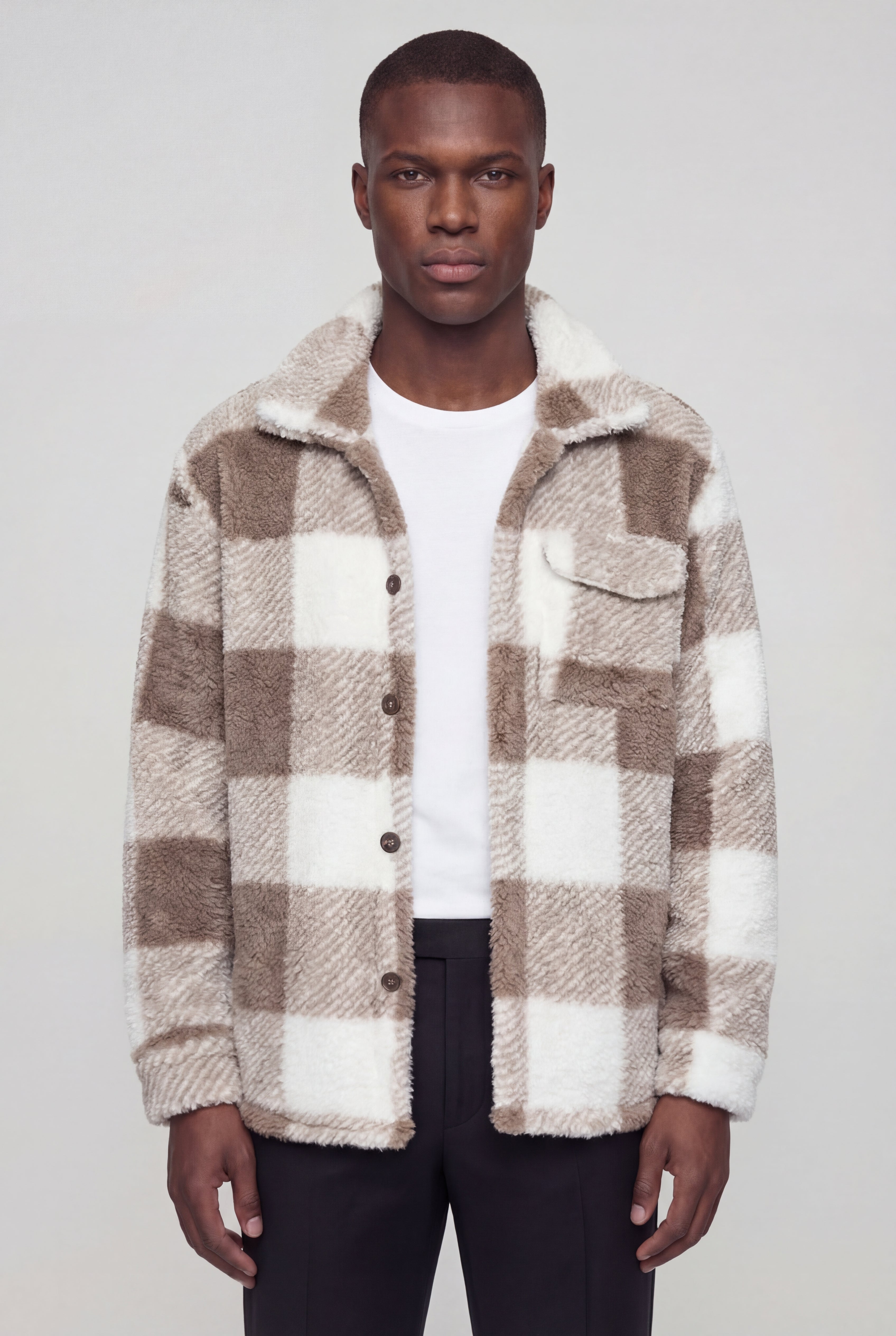 ZARETH PLAID JACKET - COFFEE